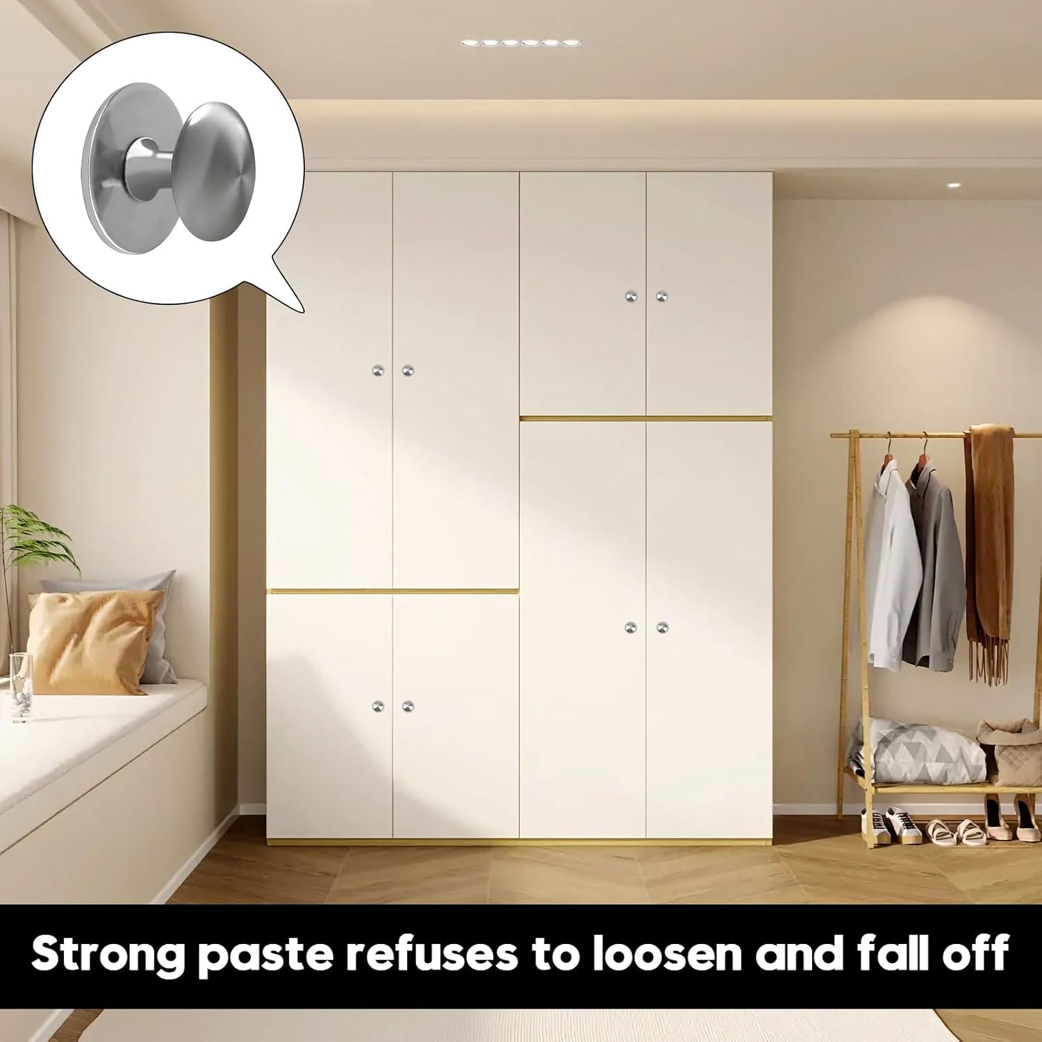 Stick On Handles 4 Pcs Stainless Steel Door Knobs for Cupboards Stick On Door Handles Cupboard Door Knobs Adhesive Door Knobfor Drawers Cabinets Wardrobes Cupboards