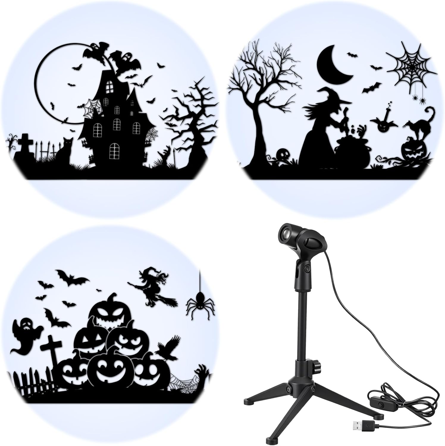 Relaxweex Halloween Outdoor Projector Light Decoration with 3 Film, Halloween Slides Holiday LED Projector Light Outdoor Waterproof Landscape Decorative Rotation Lighting Movement Projection Lamp