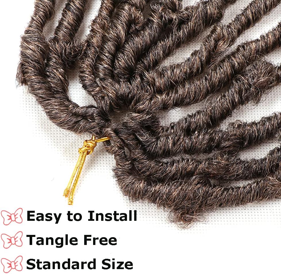 Butterfly Locs Crochet Hair 6 Packs Pre Looped Distressed Locs Crochet Braids Bob Butterfly Locs (T27, 18 Inch (6 Packs)) - Image 4