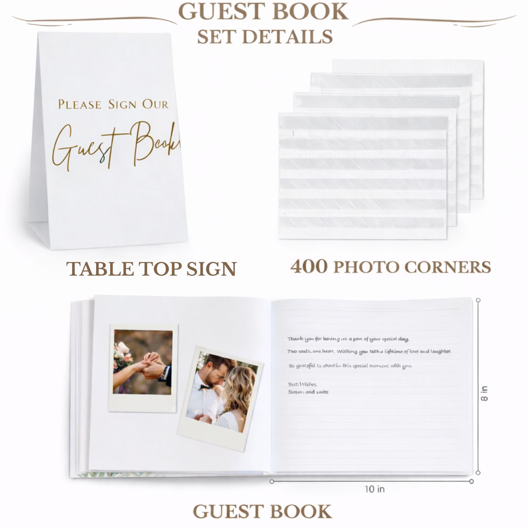 Gästebuch Hochzeit für Gäste zum Unterschreiben Elegante Hochzeit Gästebuch Ideen Einschreibebuch für Braut und Babyparty, Polaroid Gästebuch, 100 dick linierte und leere Seiten für Party,
