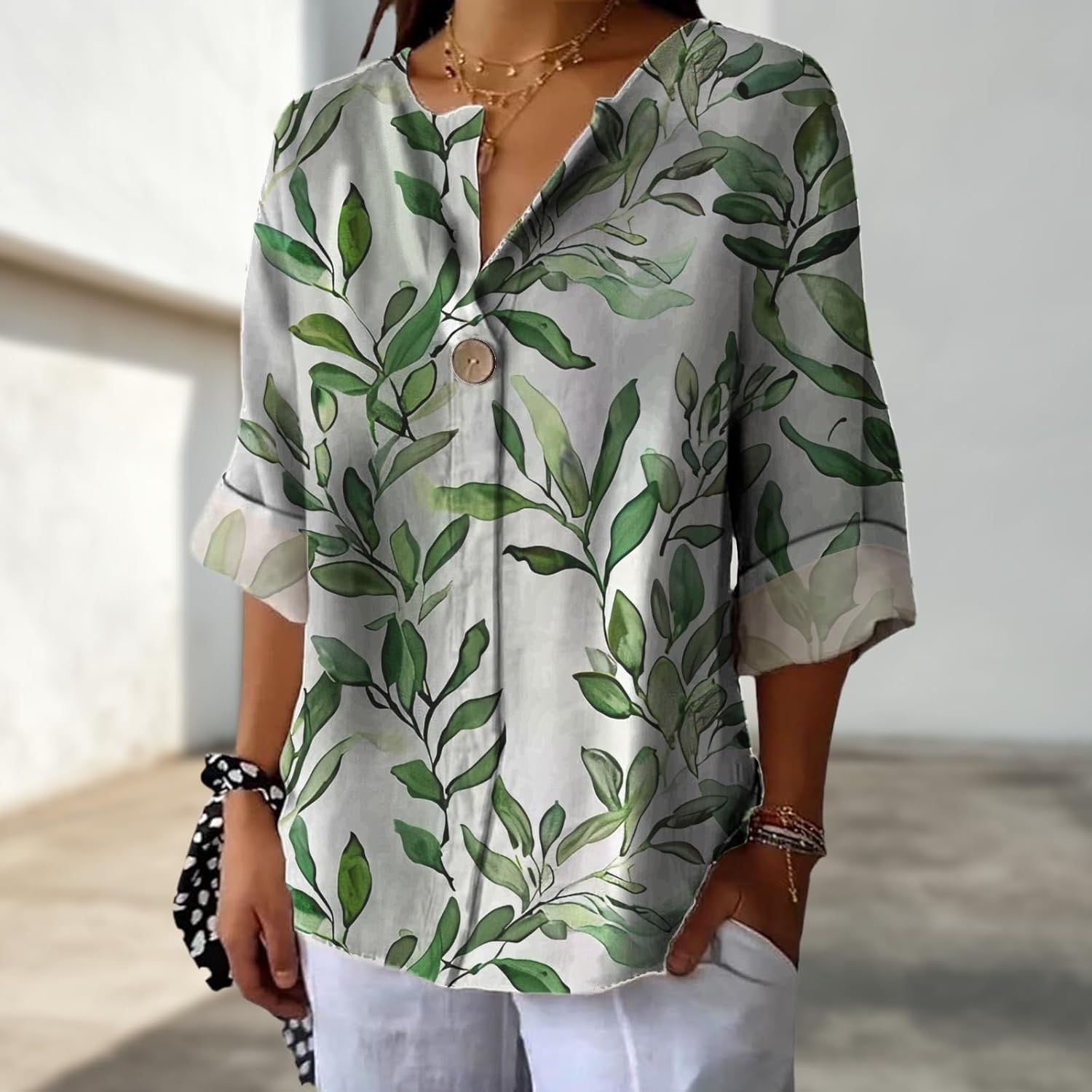 Teacher Tshirts Shirts for Women Vintage Floral Elegent Basic Tops Button Up Long Sleeve Flowing Blouse - Image 2