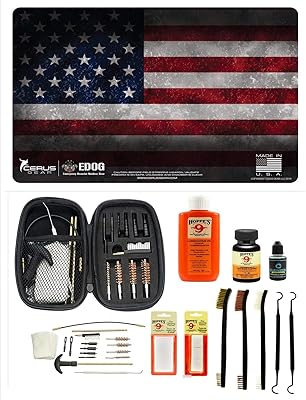 EDOG Range Warrior 27 Pc Gun Cleaning Kit - Old Glory U.S. American Flag Handgun Honor & Pride Pistol Mat & Range Warrior .22 .38 .357 9MM .45 Gun Cleaning Kit & Tac Book Cleaning Essentials Kit