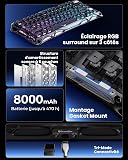 GravaStar Mercury K1 75% Wireless Mechanical Keyboard, Aluminum Alloy Gaming Keyboard with Knob, Hot Swappable, Linear Switches, Transparent Keycaps, RGB Backlit, 2.4GHz/BT5.0/USB-Black Mist - 9