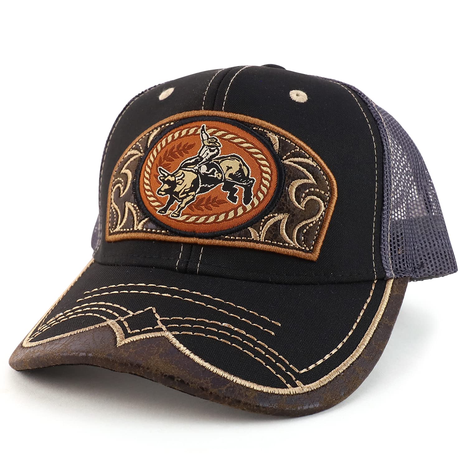 Sponsored Ad - Rodeo Leather Patch Trucker Snapback Ball Cap