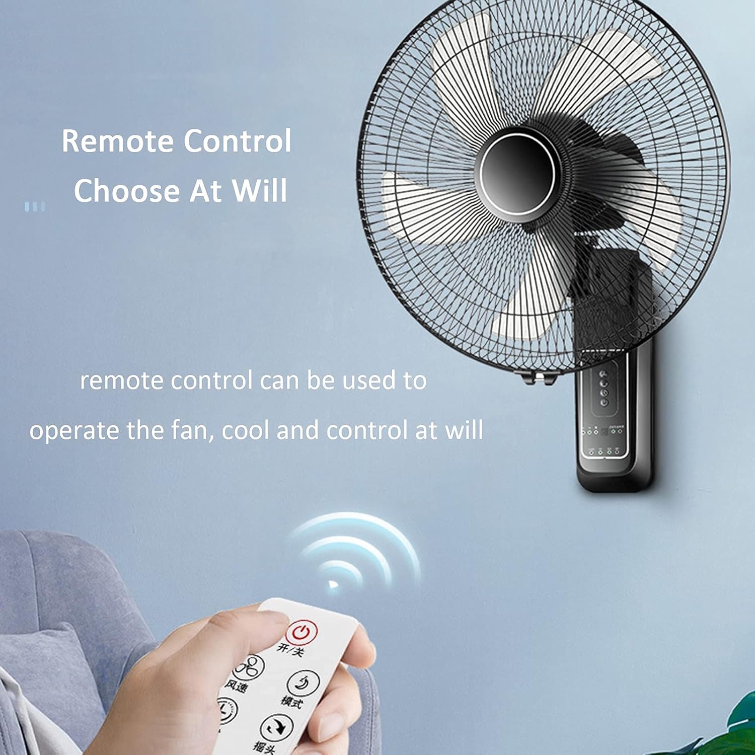 60W 220V 16 Inch Home Wall Mounted Fan Oscillating Fan 3 Levels Adjustable Cooling Fan Wall Mounted Fan,Black (Black) (Black)