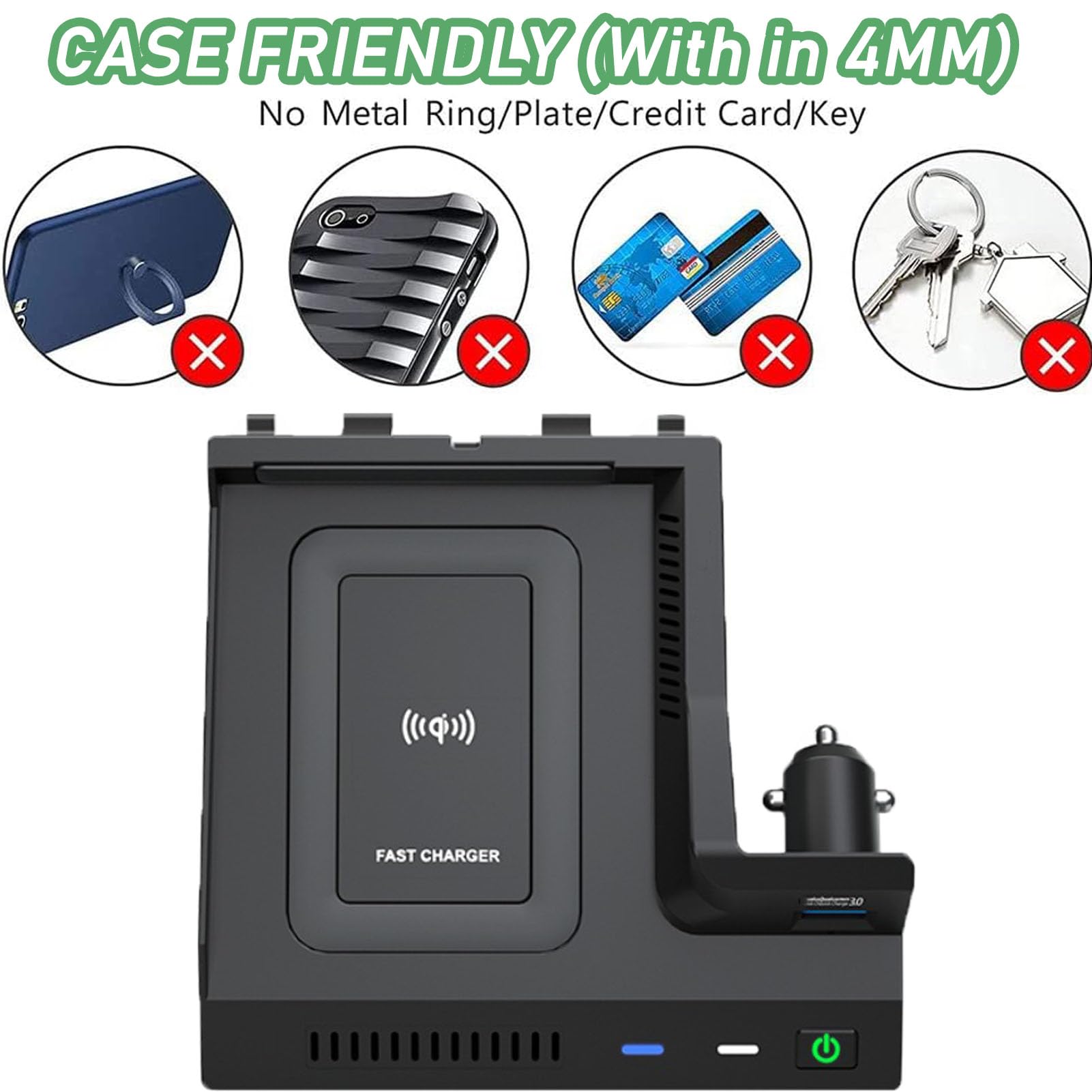 Caricatore Wireless Per Auto per Mercedes Benz Classe C Glc (2015-2022) Tutti I Modelli Con Sistema Di Raffreddamento A Doppio Canale D'aria Accessori Di Aggiornamento A Carica Rapida Da 15 W