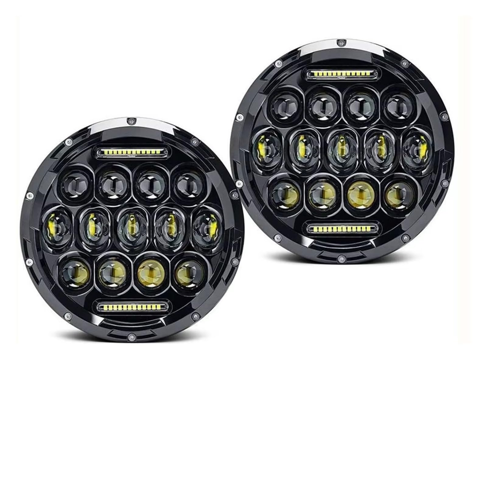 Faro anteriore Per Lada Per Niva 4X4 Per Auto Fuoristrada Nero 7 Pollici LED Fari Rotondi DRL Hi Lo Beam Faro(D 2pcs)