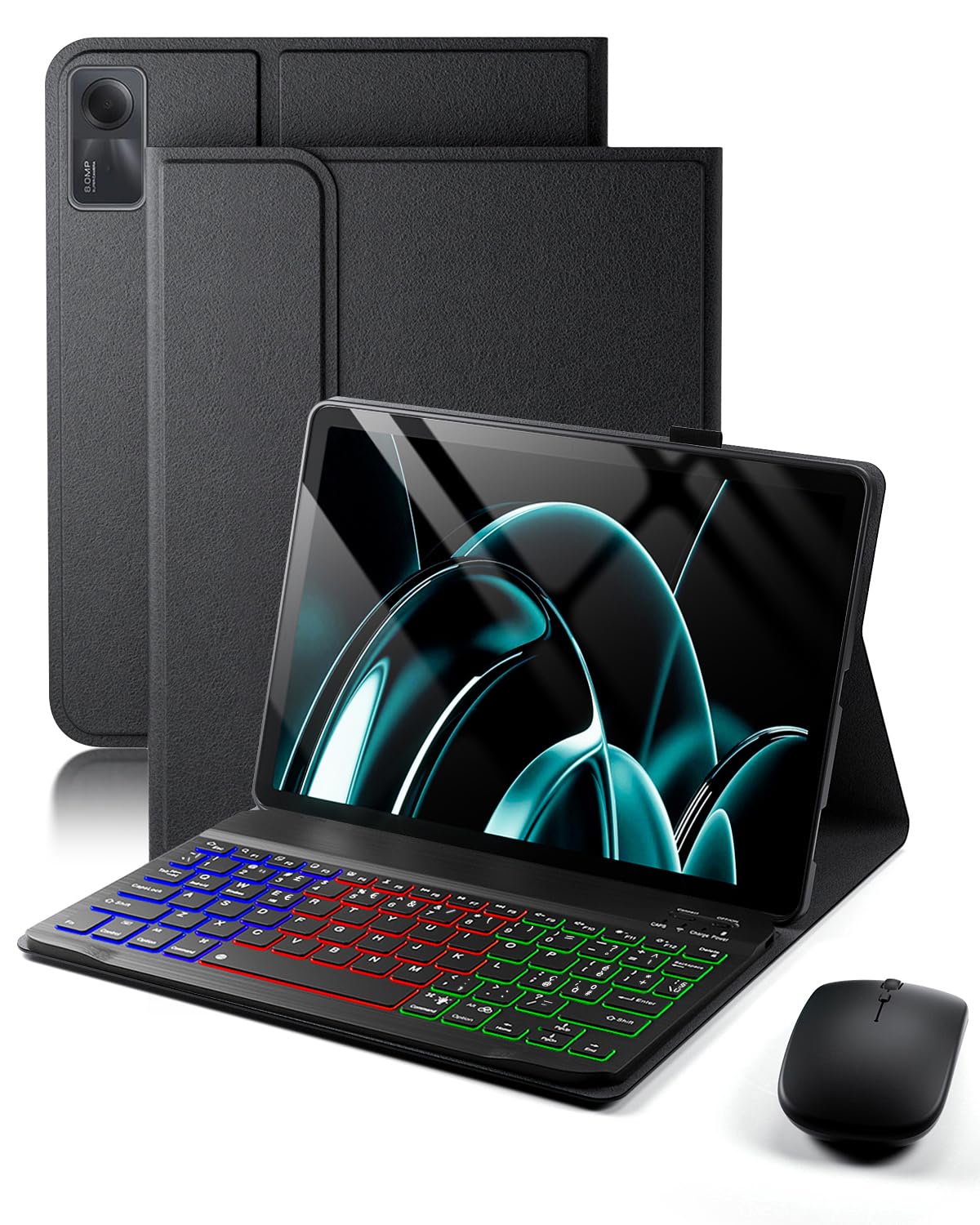 Per Xiaomi Redmi Pad SE (2023) /Xiaomi Redmi Pad 2 (2025) 11 Pollici Cover Custodia Protettivar Con Wireless Bluetooth Italiano (QWERTY) Tastiera Retroilluminati e Mouse Backlit Keyboard Case