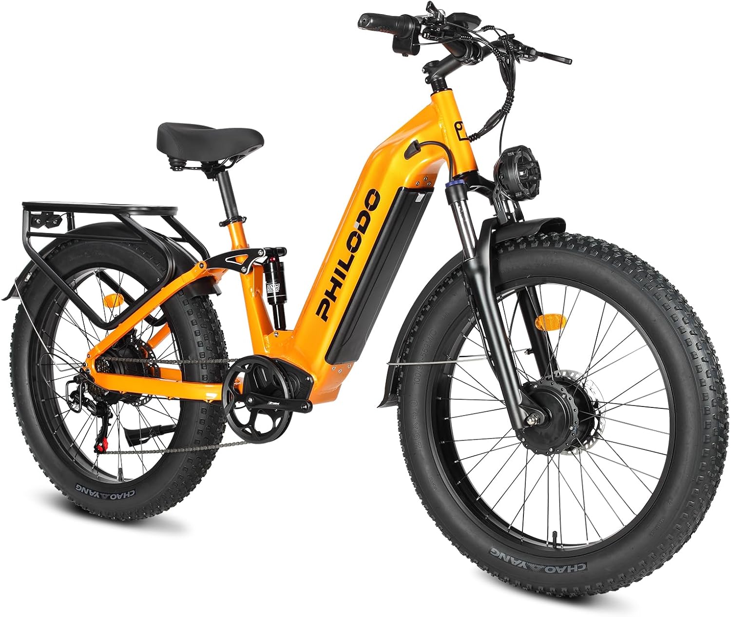 PHILODO 5000w Dual Motor E-Bike 60V Electric Bike for Adults,45 MiIe P-Hour Full Suspension Hydraulic Disc Brakes EBike,26/24x4 Fat Tires Mountain Bikes for All Terrain Snow/Sand