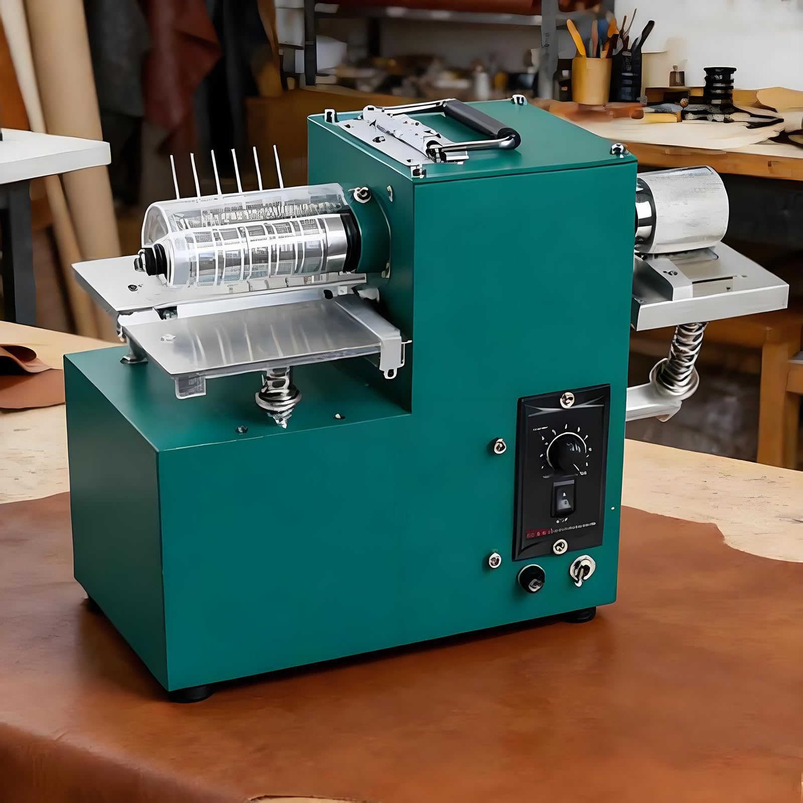 Máquina eléctrica cortadora de tiras de cuero, divisor de correa ajustable de 60 W para proyectos de cuero, bolsos, zapatos y manualidades de papel