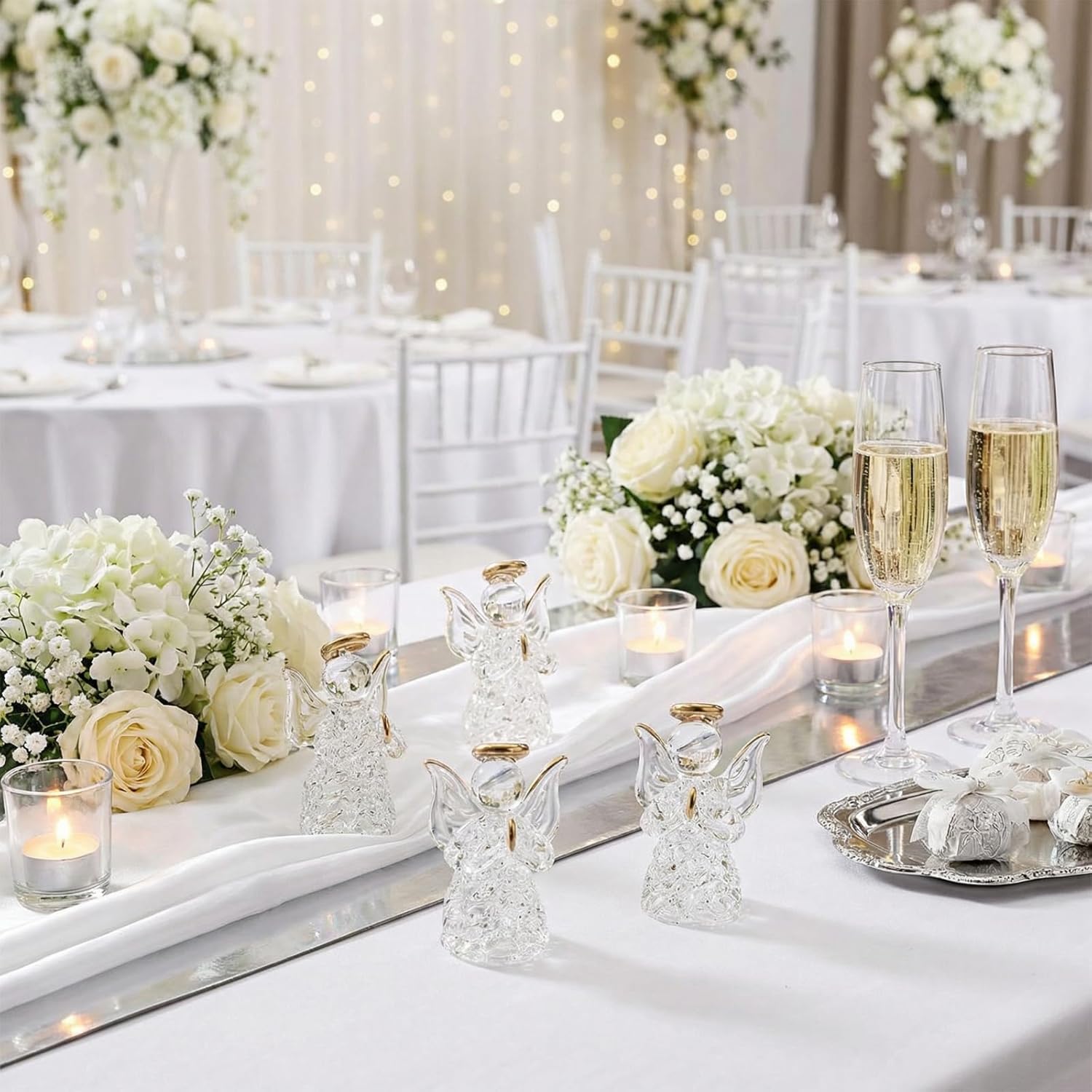 6 Pcs Crystal Angel Figurine Valentines Glass Guardian Angel Ornaments Hanging Decor Valentine's Day Church Gifts for Women Men Christian Blessing Anniversary Mother's Day Easter(Cute) - Image 5