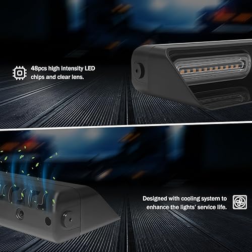 Miniatura 4 de ISUNMEA Barras de luces estroboscópicas de emergencia para salpicadero, 2 x 8.38 pulgadas con ventosas para el interior del parabrisas