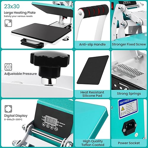 Miniatura 3 de Máquina de prensa de calor de 12 x 10 pulgadas para camisetas, impresora digital de sublimación industrial para transferencia de calor, máquina