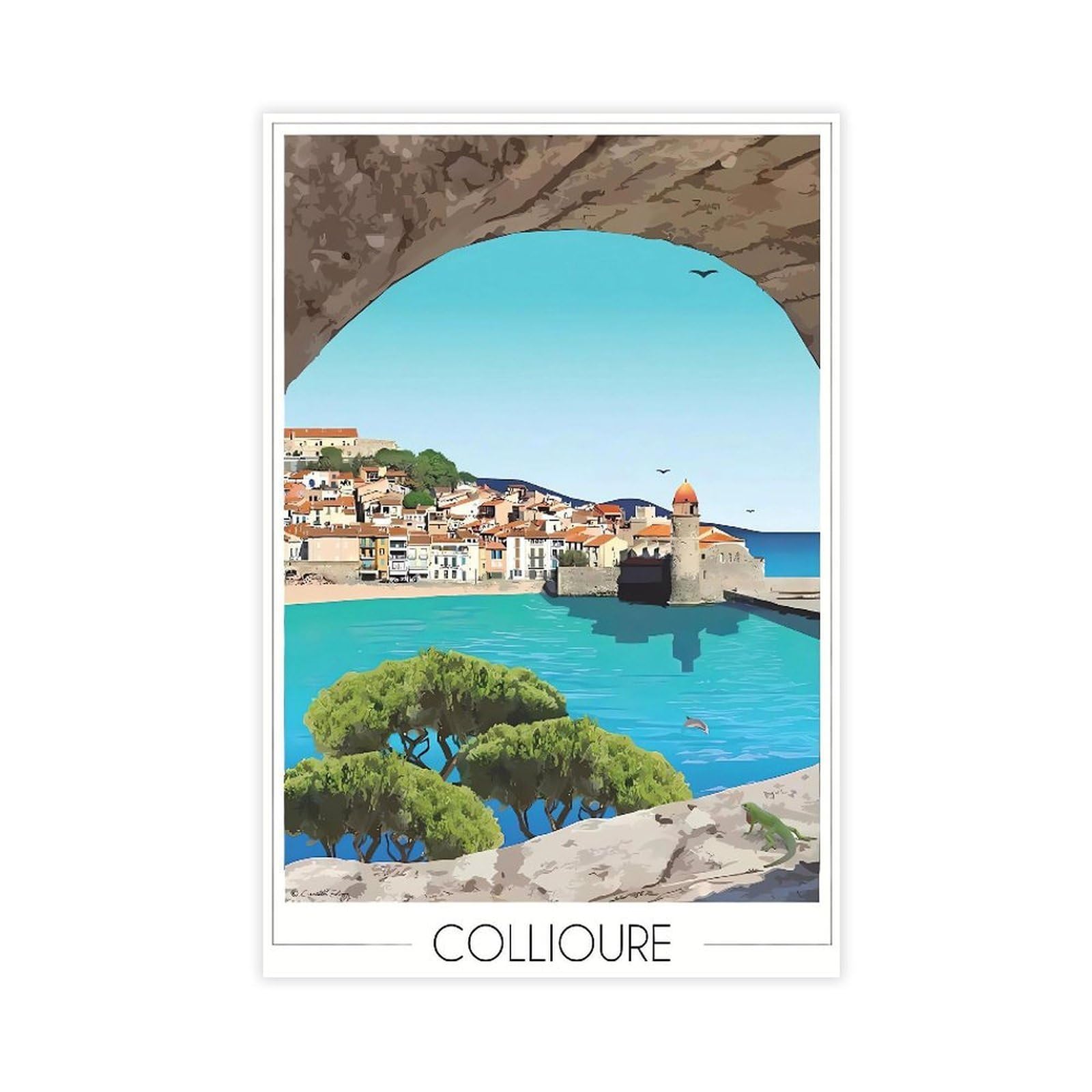 QNVJQKDSI Collioure Travel Vintage Canvas Poster Bedroom Decor Landscape Office Room Decor Gift 16" L X 24" W