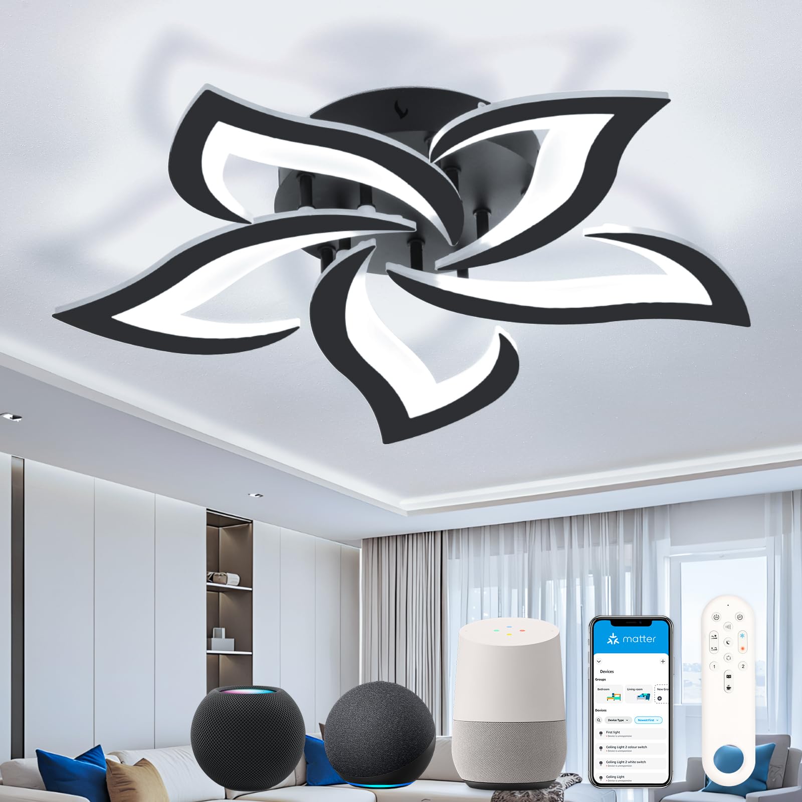 OTREN Matte Smart Ceiling Light Compatible with Alexa, HomeKit, Google Home