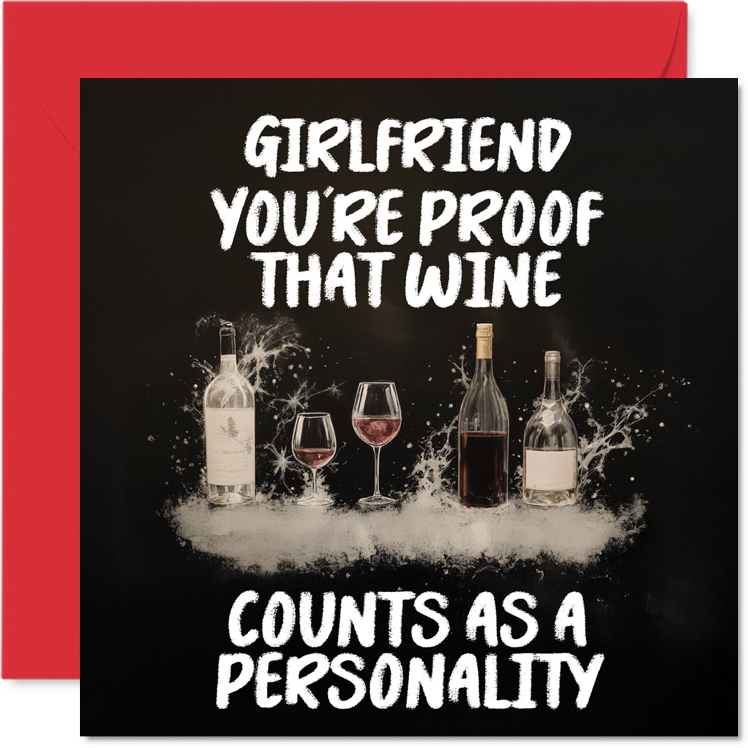 Girlfriend Birthday Card - Personality of Wine - Happy Birthday Card for Girlfriend from Boyfriend Partner, 145mm Personality of Wine Bday Greeting Cards