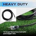 50 Ft Lighted Outdoor Extension Cord - 10/3 SJTW Heavy Duty Black Extension Cable with 3 Prong Grounded Plug for Safety, UL Listed