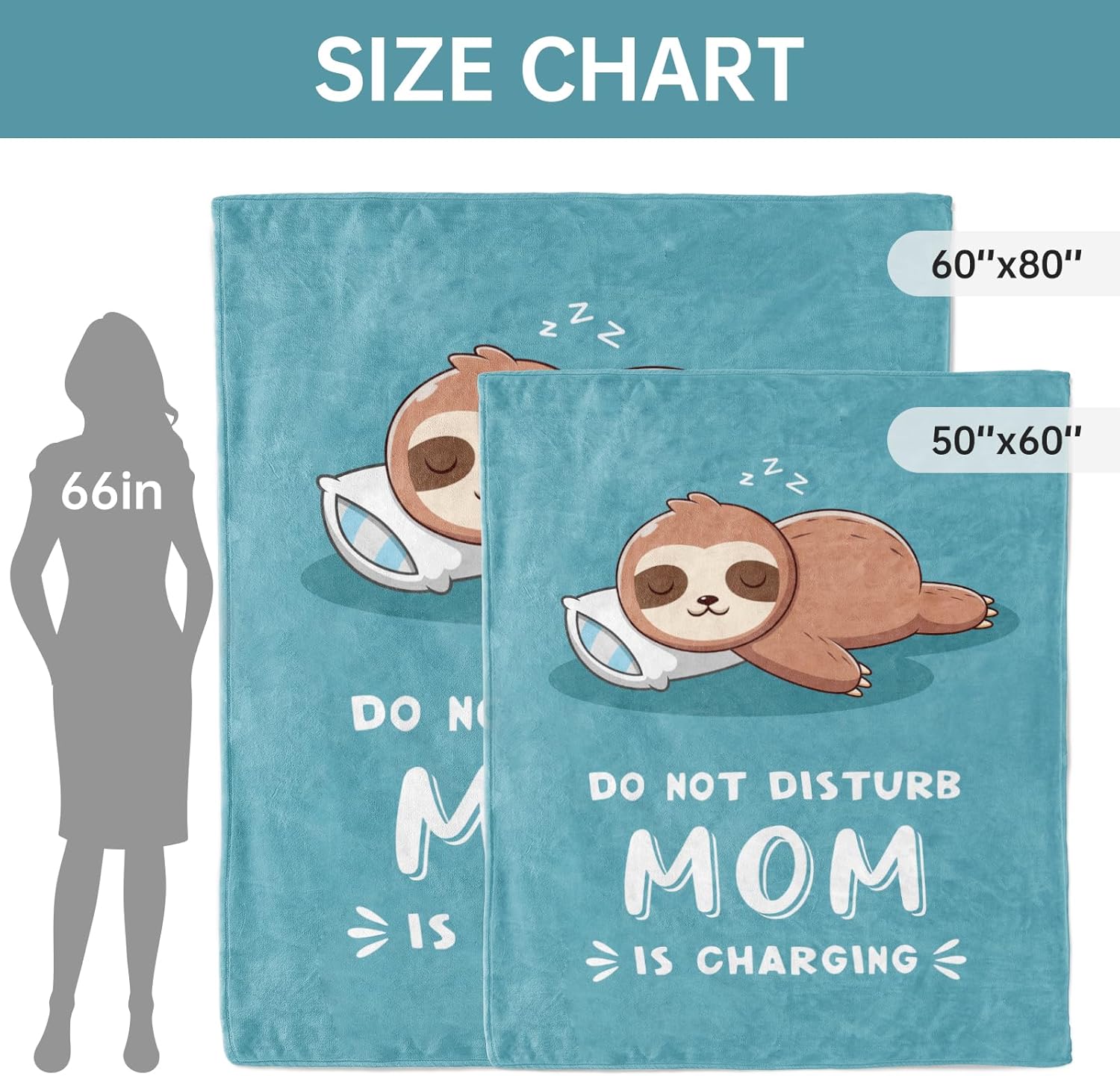 Funny Mom Birthday Gifts, Mom is Charging Sloth Blanket, Gifts for Moms from Daguther Son, Moms Gift for Christmas Mothers Day, Soft Sloth Throws Blanket for Mother 60" x 80"