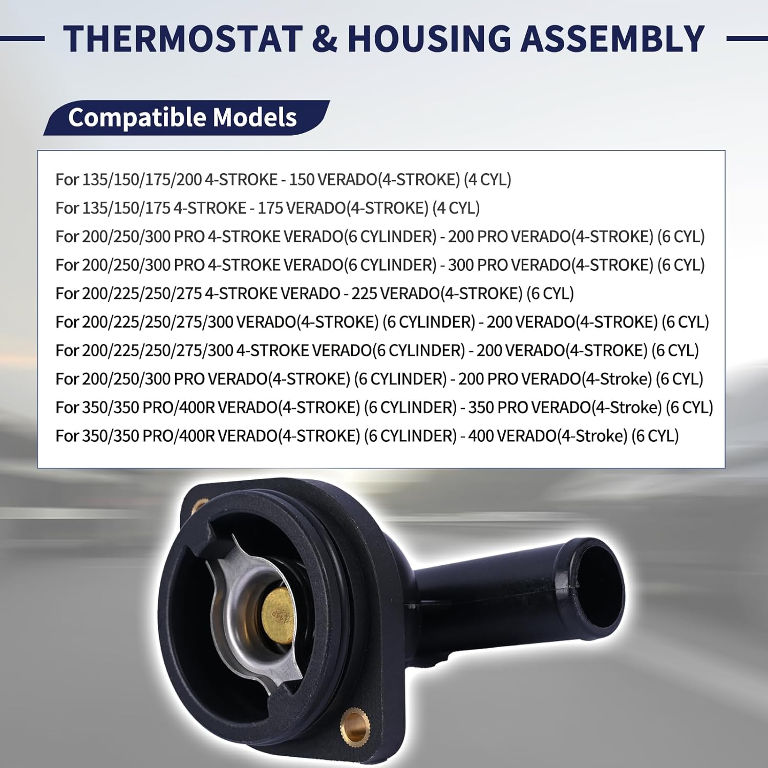 Thermostat & Housing Assembly Kit Compatible with Mercury Mercruiser Verado 135 175 200 225 250 275 300 350 400 HP 4/6 Cylinder Outboard Motors Replace 18-3631 892864T04 8M0174561