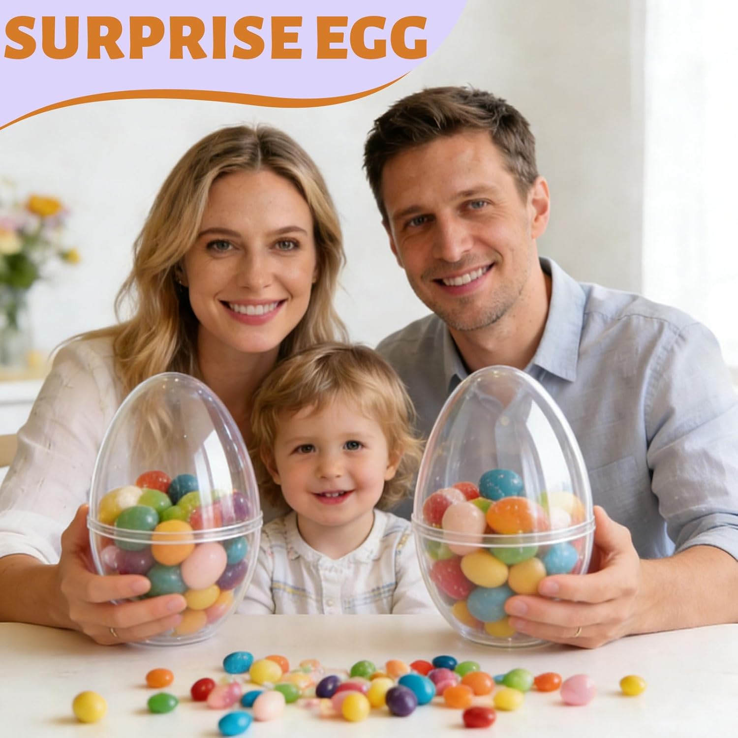 24 Pack 8 Inch Jumbo Clear Easter Eggs Plastic Giant Transparent Easter Eggs Huge Fillable Easter Egg for Easter Theme Party Easter Egg Hunt Party Favor
