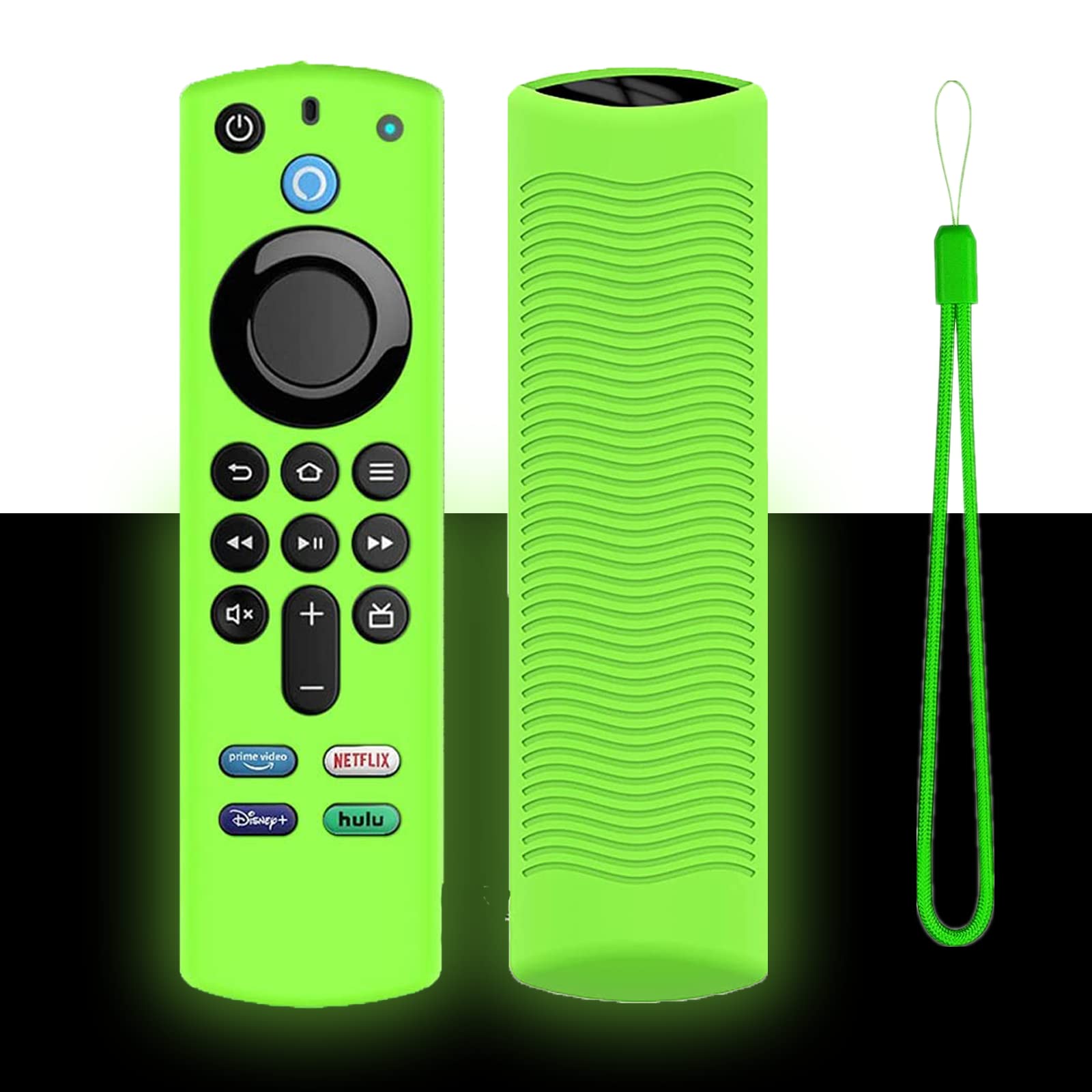 Funda protectora de silicona para Firtvstick 4K Max (3ª generación) 2021, brilla en la oscuridad, compatible con Firestick 4K Alexa Voice Remote Control con cordones, antideslizante, a prueba de
