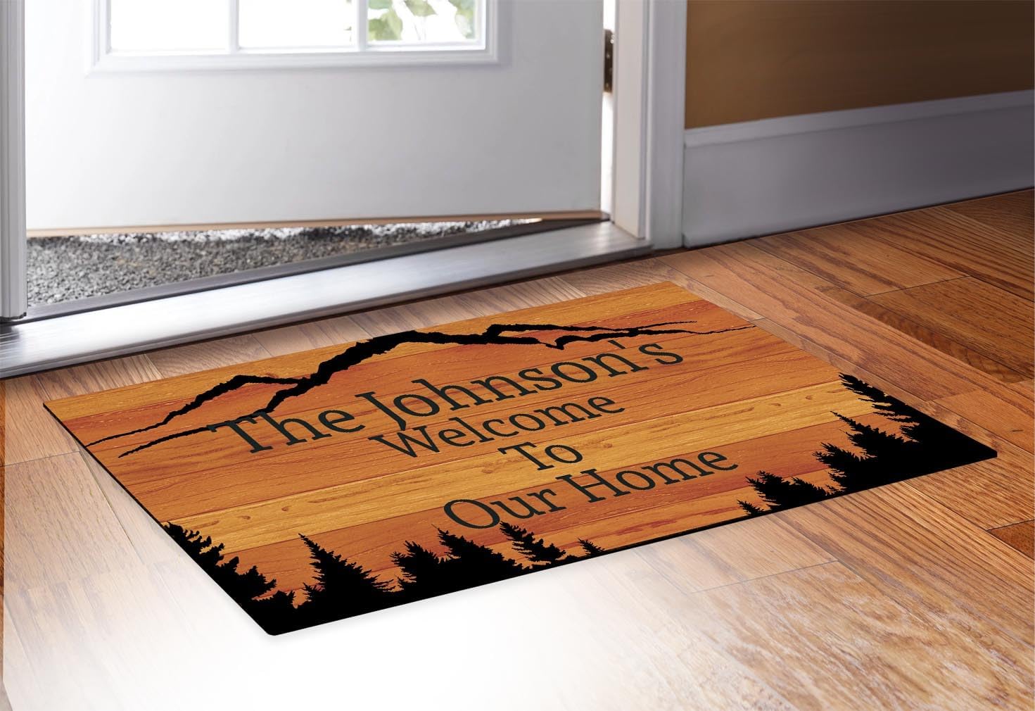 Mountain Home Decor Four Lines Your Text Mountain Range Doormat Personalized Doormat Mountains