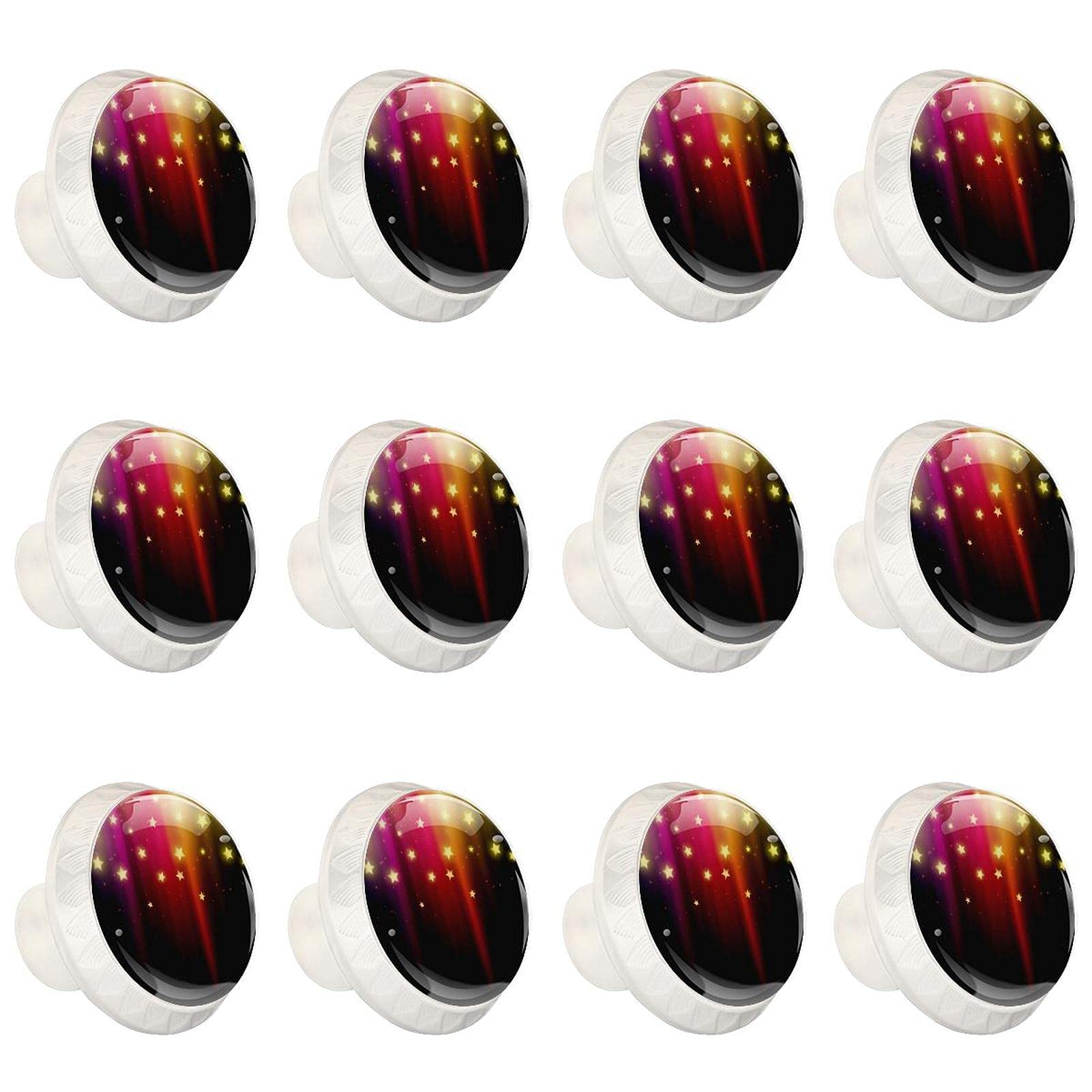 Poignée de placard de cuisine et tiroirs boutons d'armoires ronds motif étoiles x12