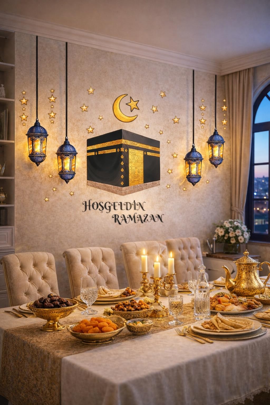 Sticker Hoş geldin Ramazan Dekorlu Ahşap Kapı Süsü, Ramazan Süsleri, Ramazan Tavan Süsü Ramazan Dekorasyon Renkli 2026