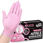 SwiftGrip Pink Nitrile Gloves, 3-mil, Industrial Gloves Disposable Latex Free, for Cleaning & Esthetician, Rubber Powder-Free, 100-ct Box (Large)