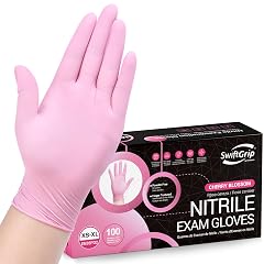 Pink Nitrile Gloves 3-mil Industrial Gloves Disposable Latex Free for Cleaning Esthetician Rubber Powder-Free 100-ct Box Small