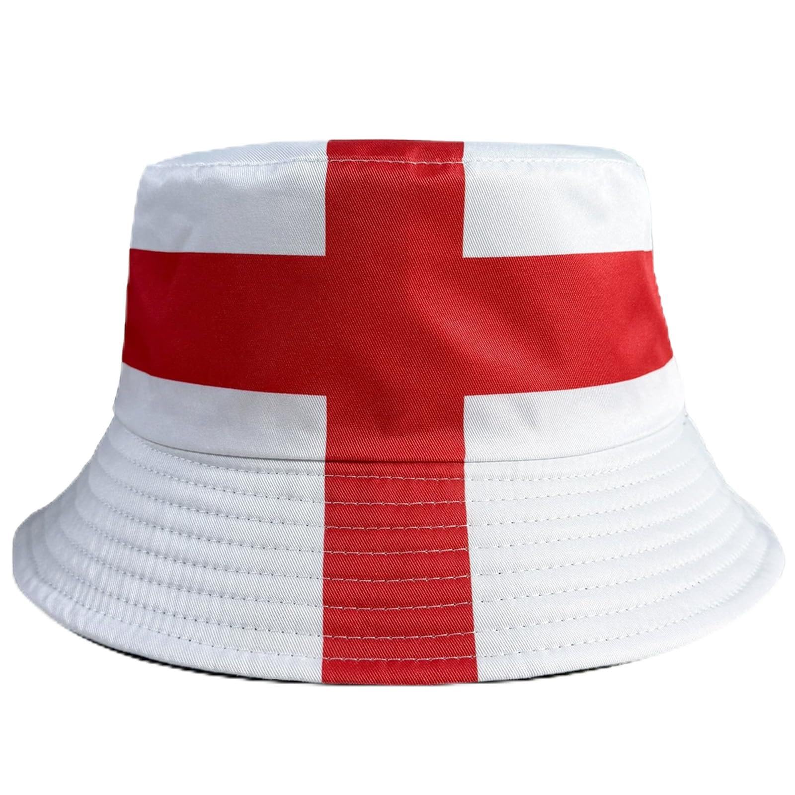 Anglia kapelusz typu bucket St George's Cross - dorosły jeden rozmiar pasuje do wszystkich 56-58 cm bawełniany kapelusz przeciwsłoneczny dla mężczyzn i kobiet - uniseks angielska flaga czapka
