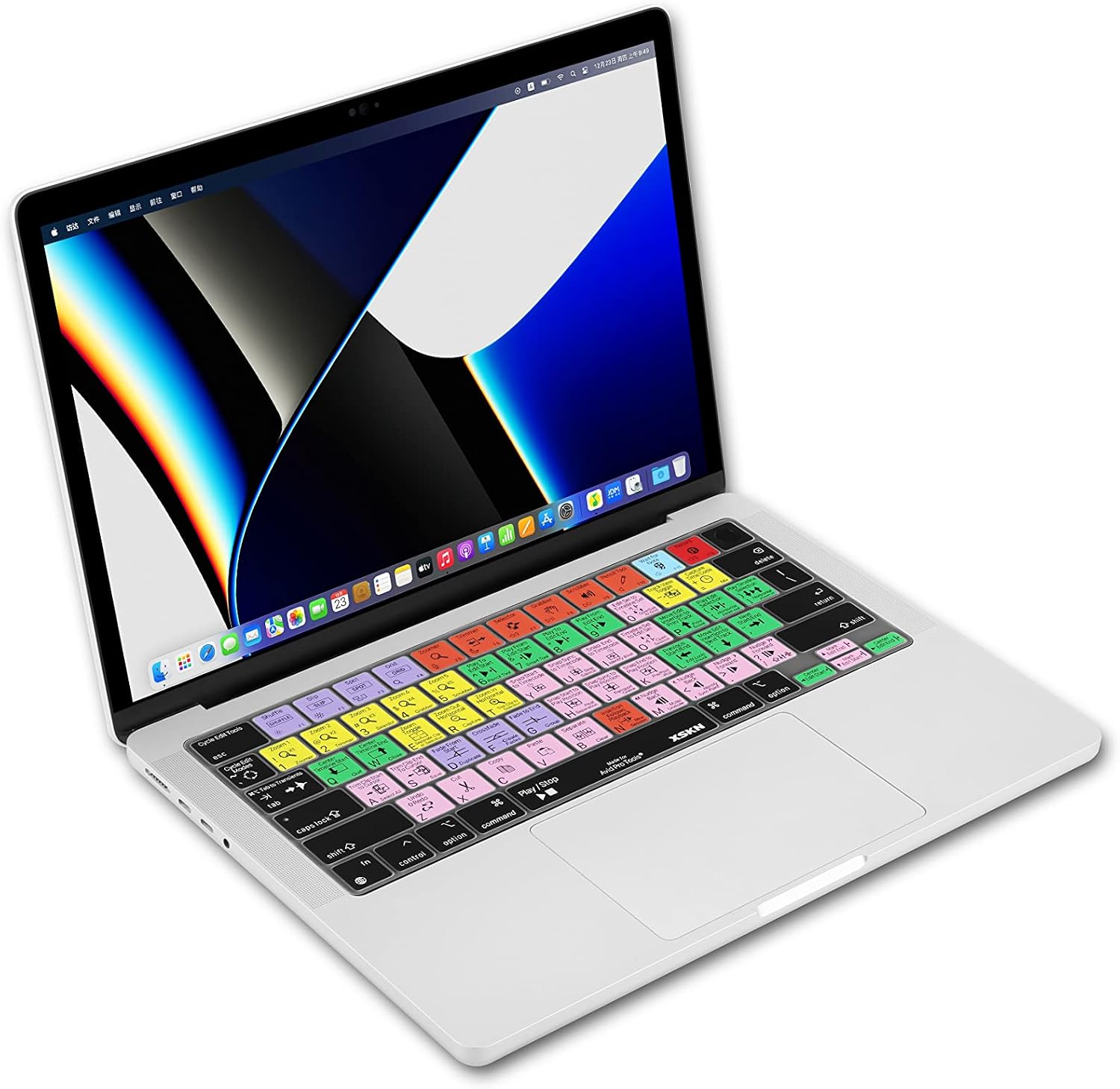 XSKN AVID Pro Tools Shortcuts US Layout Silicone Keyboard Cover Skin 2022 MacBook Air 13.6'' M2 Chip A2681 2021 MacBook Pro 14'' A2442 MacBook Pro 16'' A2485 with M1 Chip and Touch ID, Multicolor