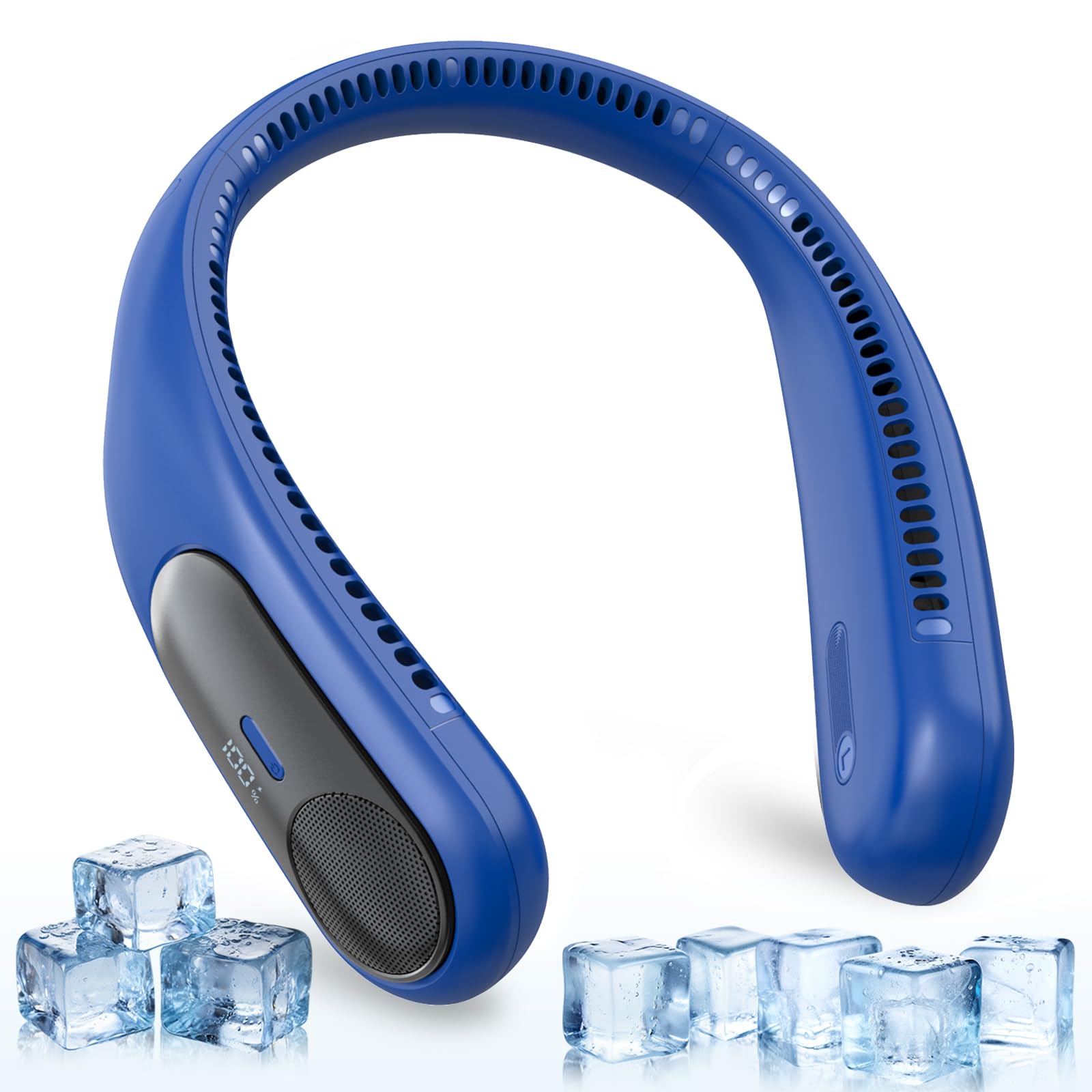 Portable Neck Fan,Personal Wearable Bladeless Fan,LED Display,4-Speeds,6000mAh USB Rechargeable,360° Strong Cooling Wind,Hands Free,White Elephant