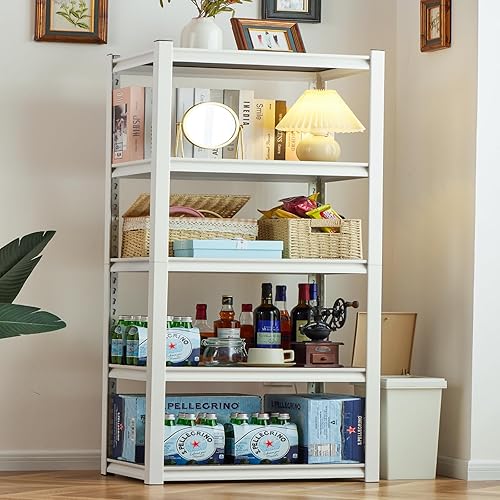 REIBII Estantería de garaje, estantes de almacenamiento resistentes, estantes de almacenamiento blancos, estantes de despensa de 3000 libras,