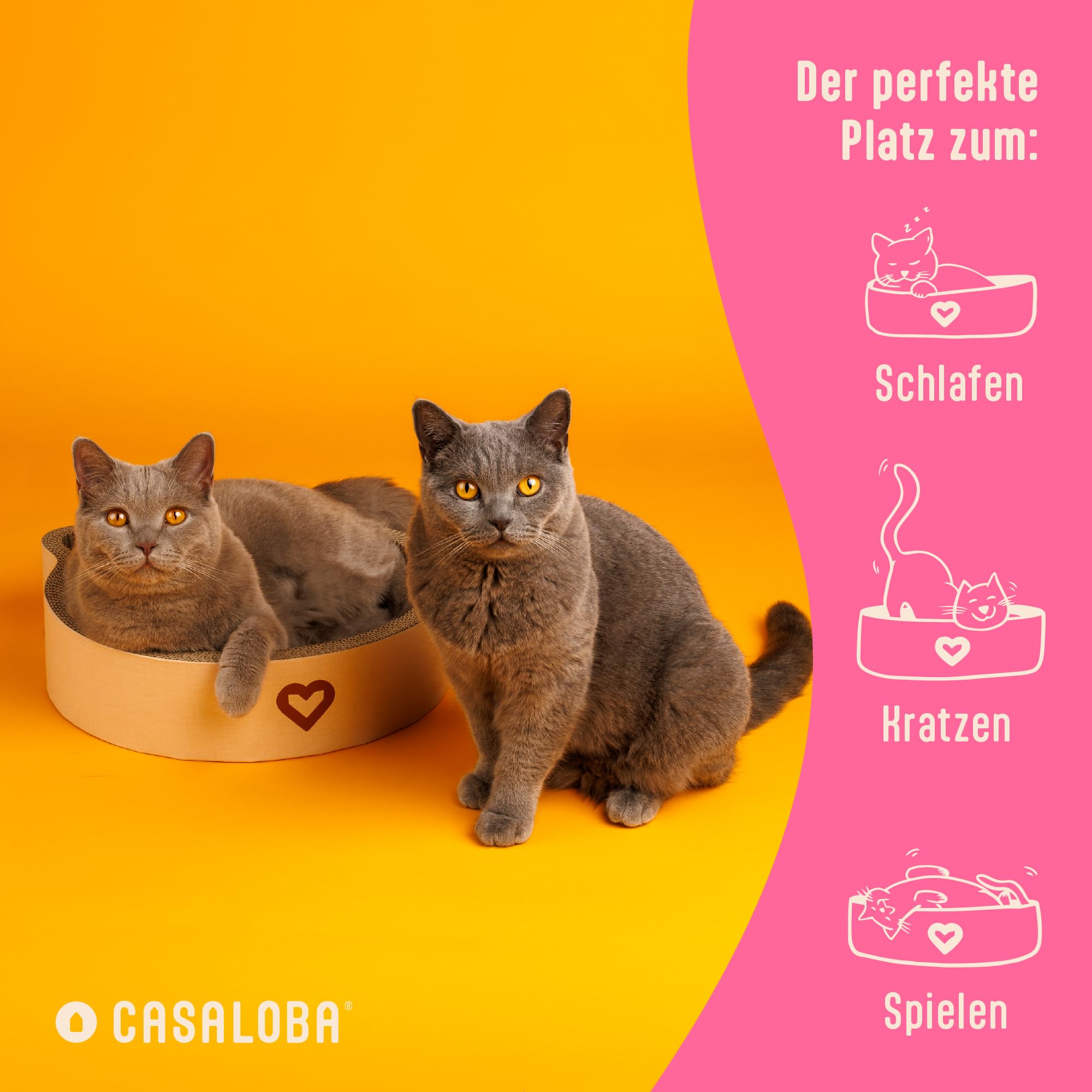 Cestino per gatti per dormire, graffiare e giocare, resistente tappetino per gatti in cartone ondulato di prima classe a forma di testa di gatto | giocattolo 3 in 1 per gatti e mobili da