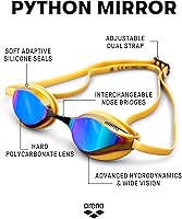 Vista 24 de ARENA Gafas de natación unisex Python Racing para hombres y mujeres, antivaho, sin fugas, máxima comodidad, doble correa, lente con espejo/sin espejo