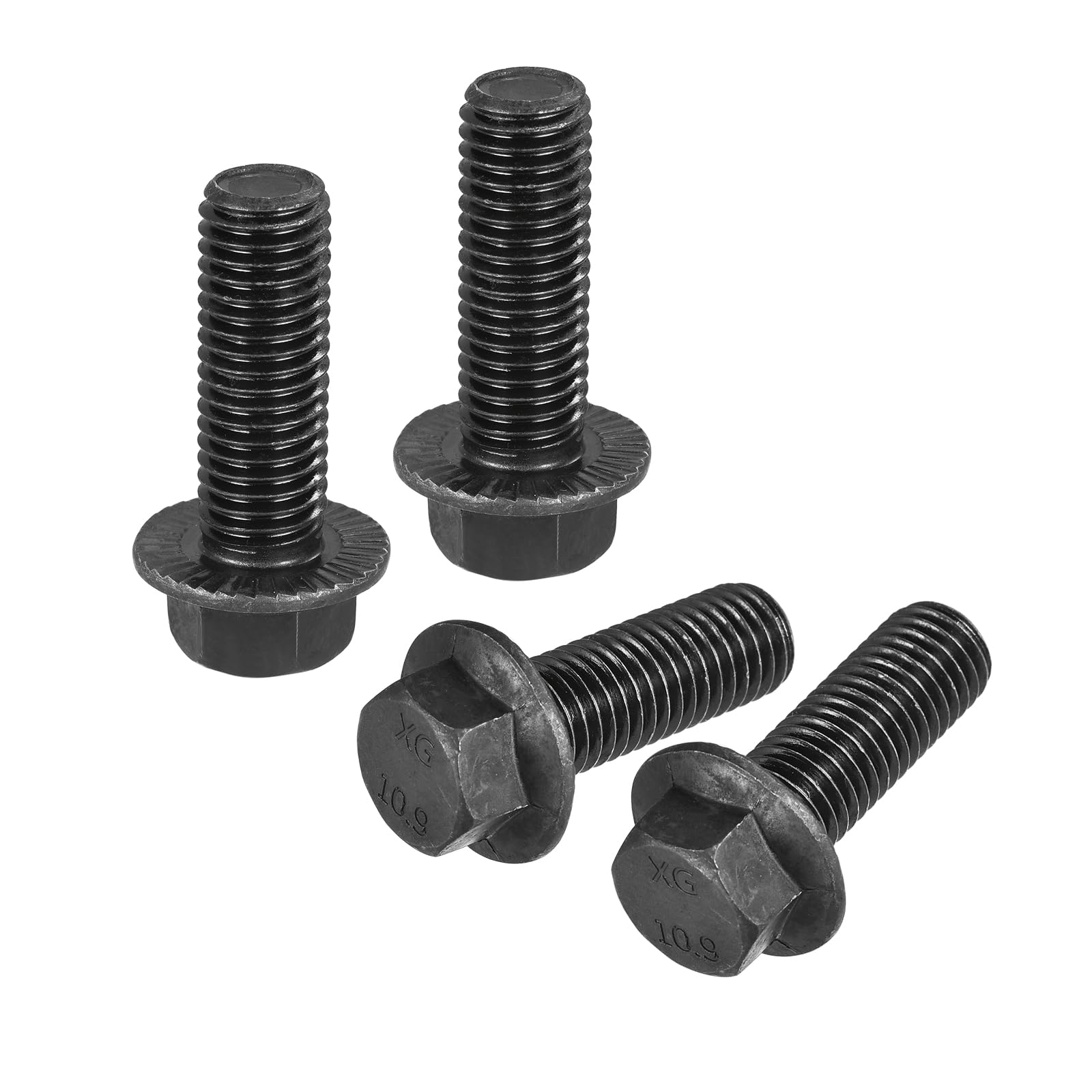 sourcing map M14x40mm Hex seghettato Flangia Bulloni 10.9 Grado Acciaio al Carbonio Viti 4pcs