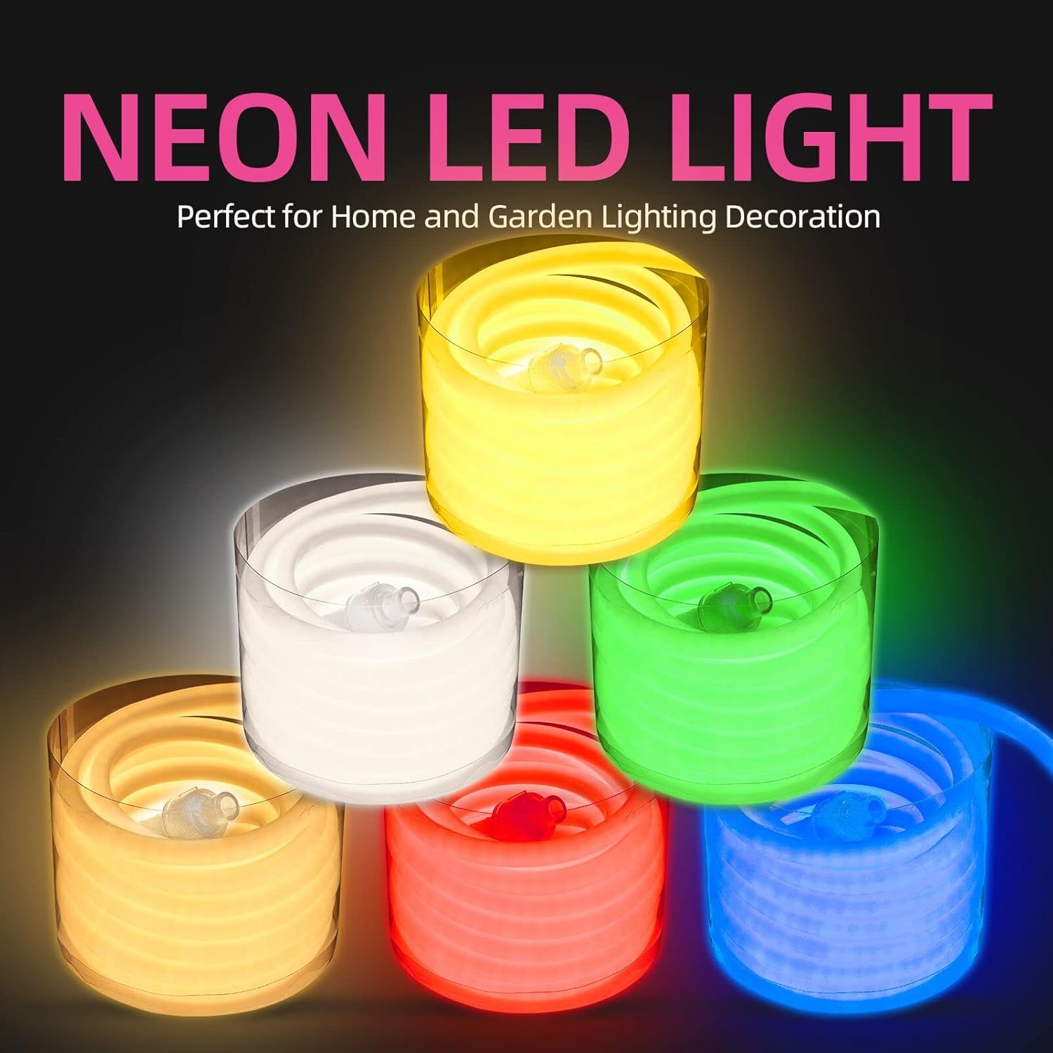 LAMPHOME Gold Neon Light Strip 18FT Flexible Neon Rope Lights Indoor Outdoor Led Strip Lights Waterproof 120LEDs/M AC 110VPlug and Neon LED Lights for Bedroom Home Commercial Lighting