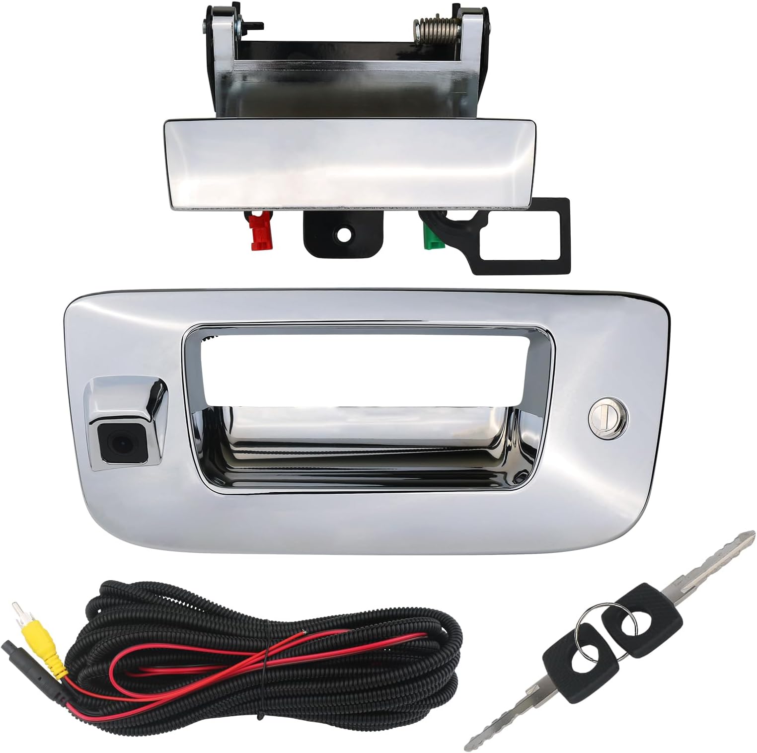 Backup Camera Tailgate Handle Rear View Camera Liftgate Latch Handle with Key Lock Cylinder Compatible with 2007-2014 Chevrolet Chevy Silverado GMC Sierra 1500 2500 3500