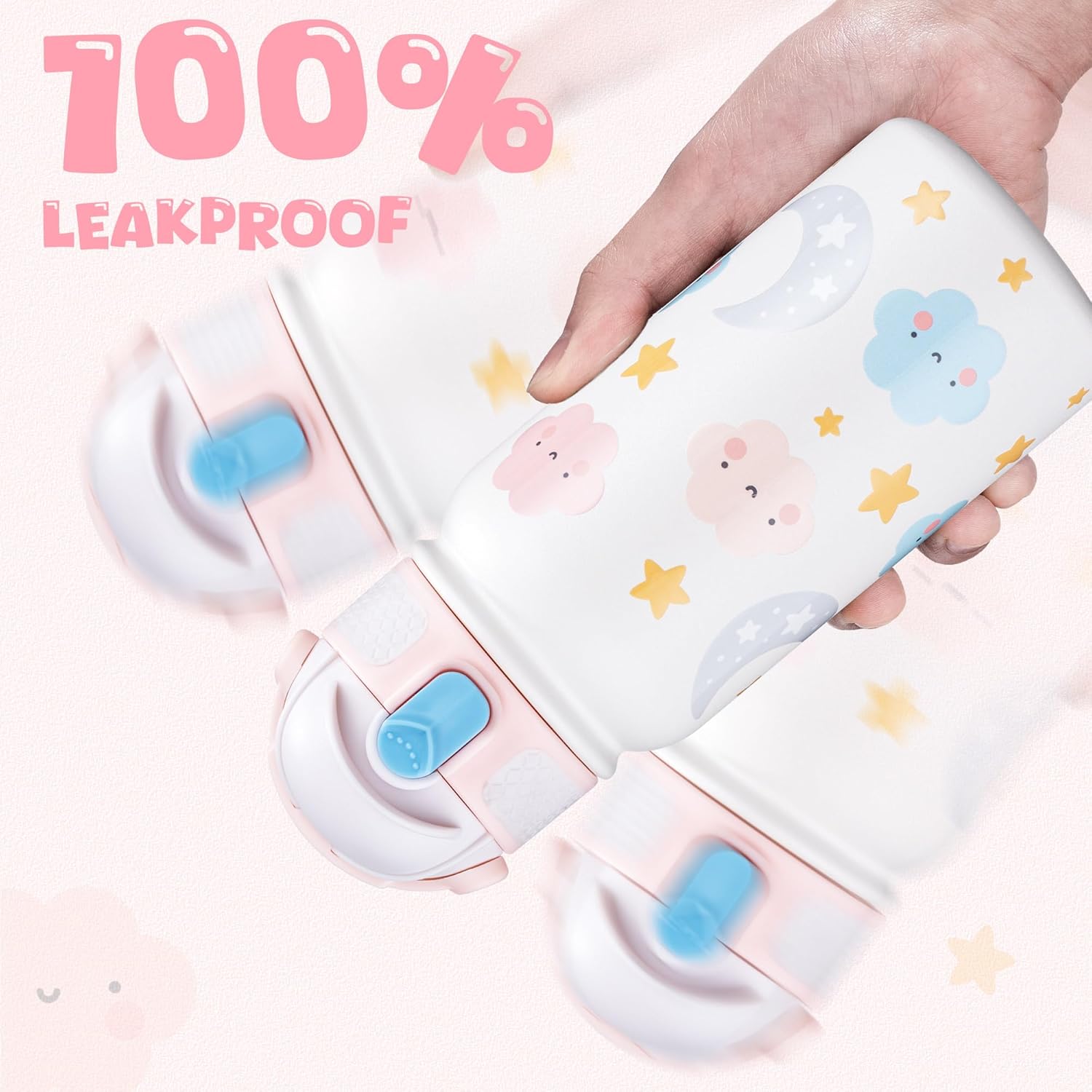 OLDLEY Kids Water Bottle 12oz Insulated Water bottle, Double Wall Stainless Steel Vacuum Bottle, Leak-Proof Sport Bottles for School Boys Girls,White Cloud - Image 5