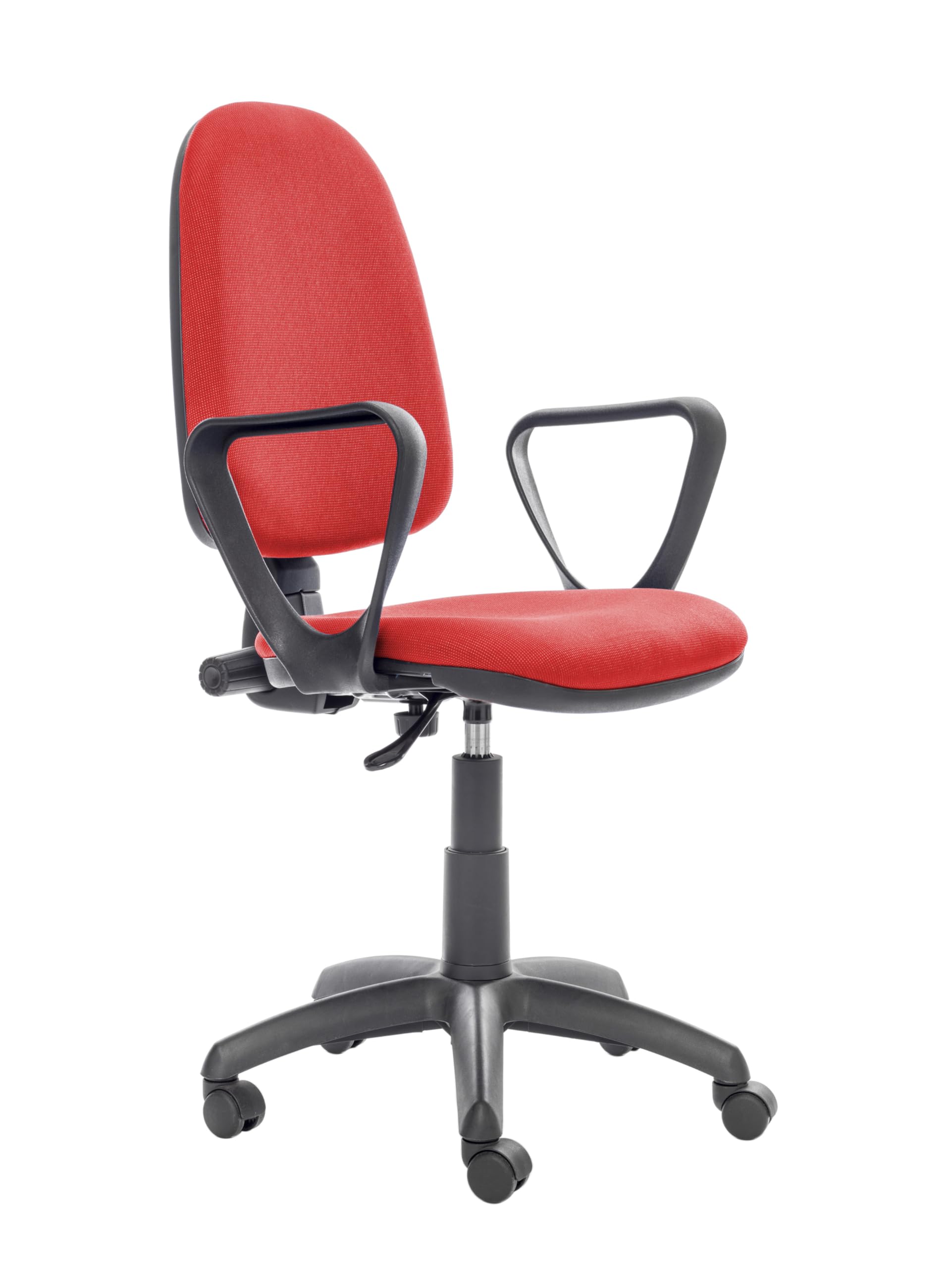 Generico Sedia Poltrona Operativa Ergonomica Torino tessuto Microfibra con Schienale Alto Braccioli Fissi e basamento girevole (Rosso)