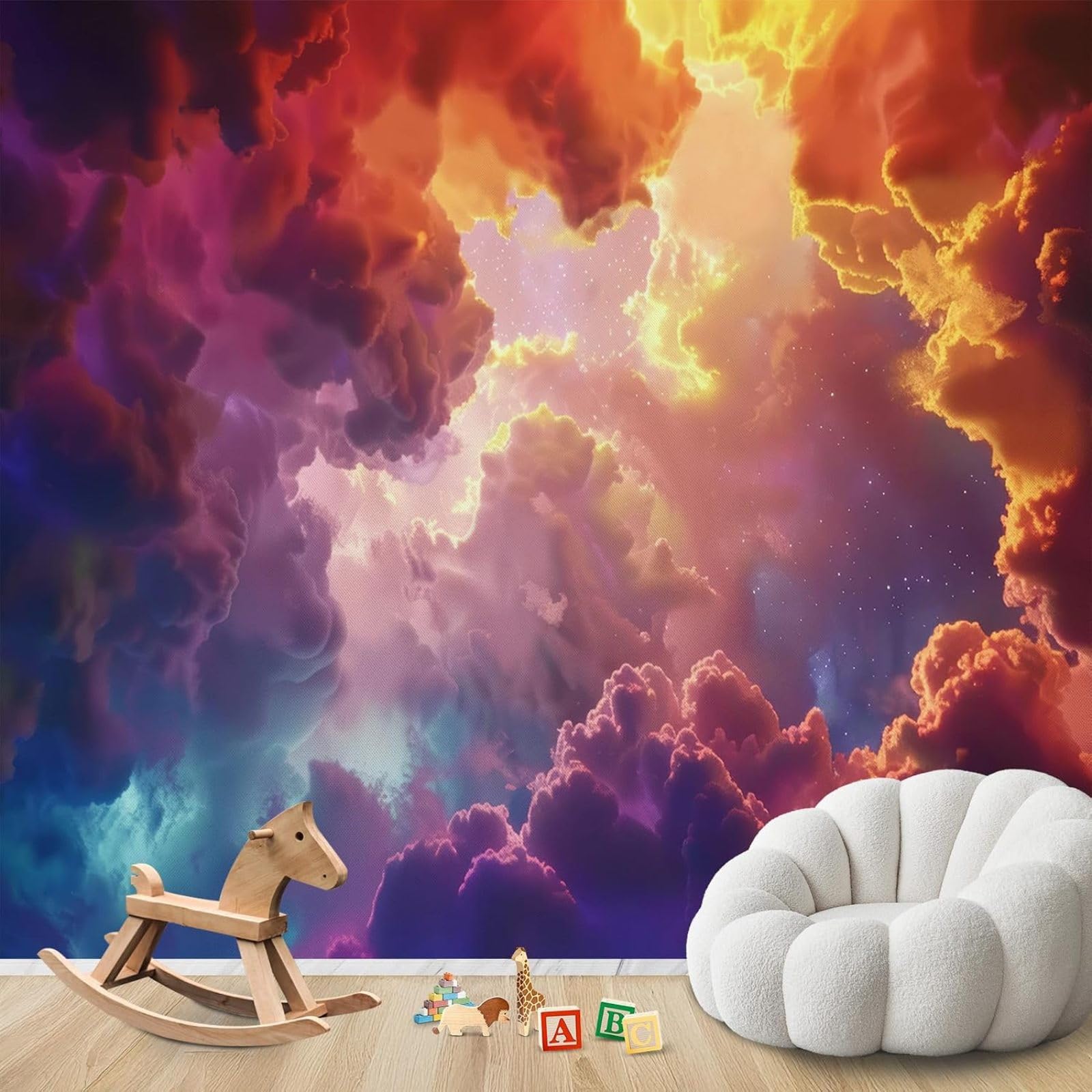 hgjdjhnf Photo Mural - Wallpaper Sky Colourful Clouds Modern Wall Living Room Bedroom Children's Room Wall Decoration Motif,350cmx256cm Poster - Wall Sticker - Frameless Picture