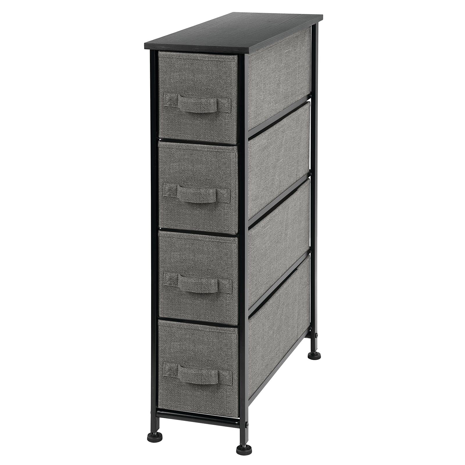 mDesign Fabric Chest of Drawers - Bedroom Storage System with 4 Drawers for Organisation - Drawer Unit for The Home - Charcoal