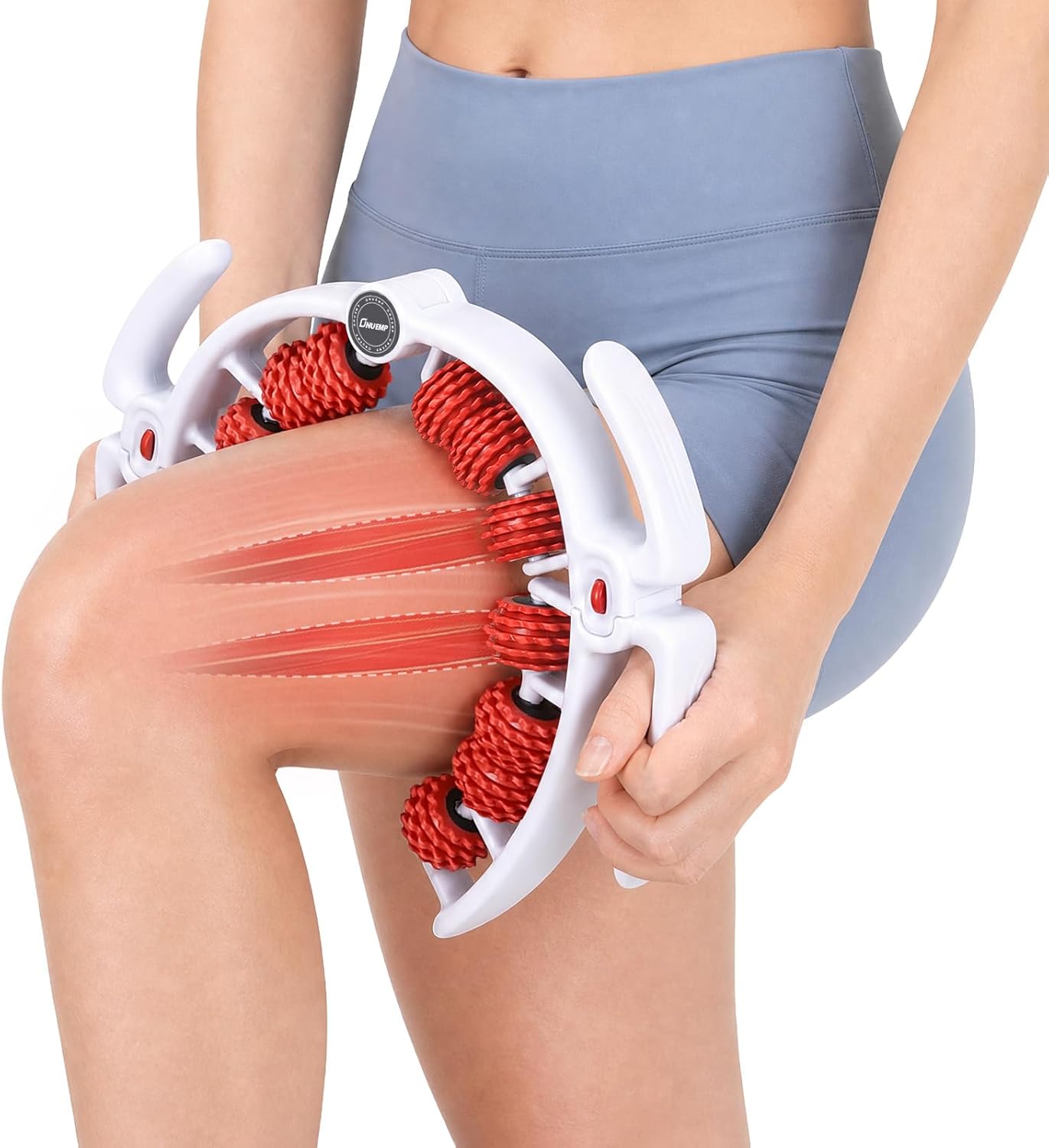 ONUEMP Leg Massager Roller Lymphatic Drainage Cellulite Fascia Massage | Detachable Muscle Roller for Thigh, Calf, Neck - Anti-Celulitis, Body Sculpting, Deep Tissue Pain Relief, Myofascial Release