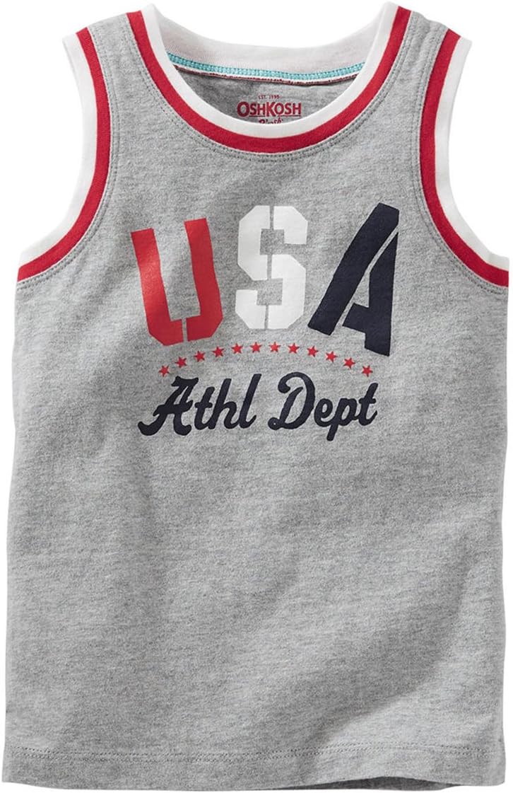 OSHKOSH B'GOSH Boys Patriotic USA ATHL Dept Tank, Heather (5)