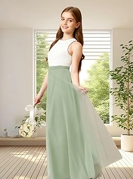 Amazon.com: Sejanu Tulle Lace Junior Bridesmaid Dresses for Girls 2026  Flower Girl Dress for Wedding Sleeveless Girls Formal Dress Black-4:  Clothing, Shoes & Jewelry
