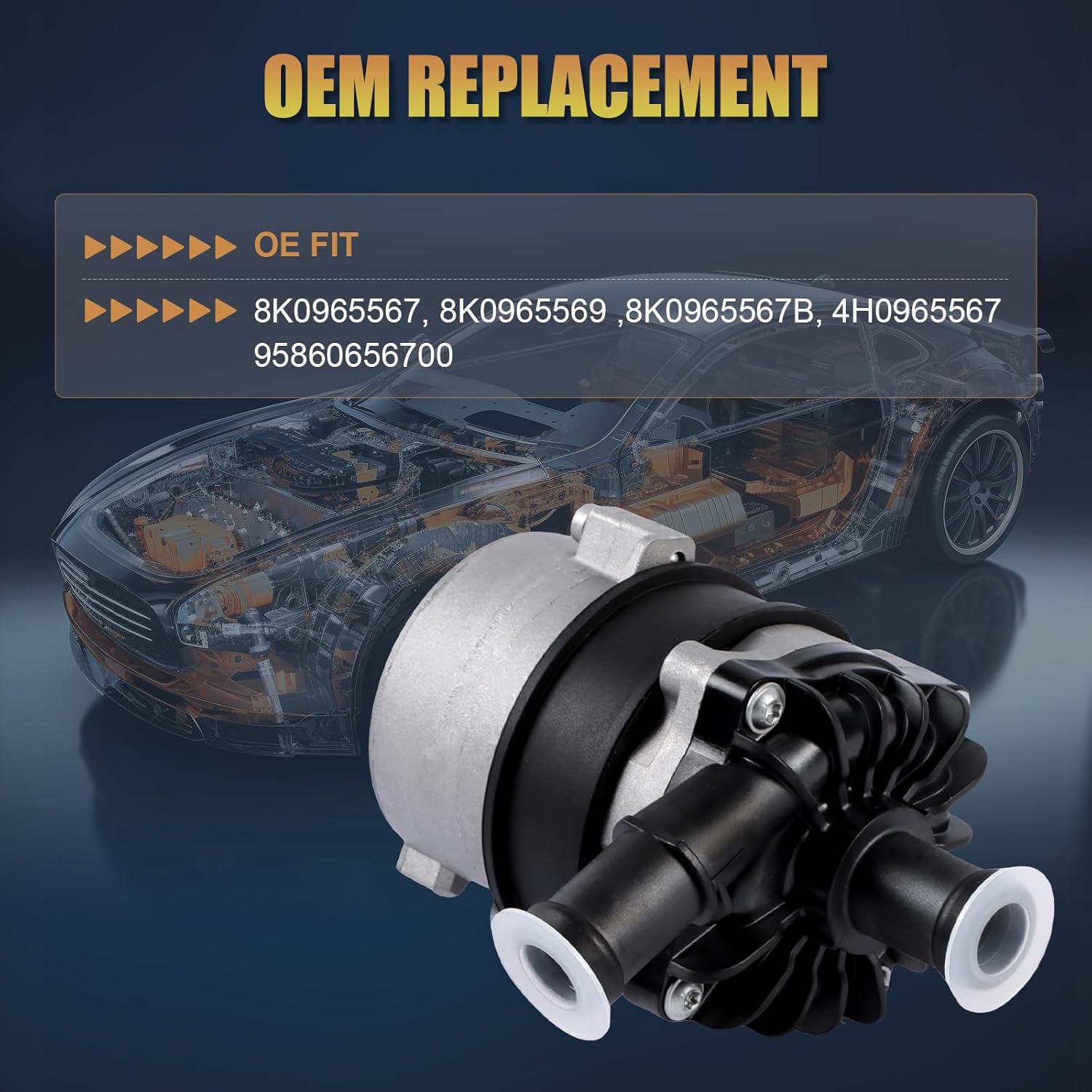 8K0965567 Engine Water Pump Fit for A4 S4 A5 S5 A6 A7 A8 Q7 Cayenne Panamera 3.0L Replace OE 4H0965567 8K0965569 8K0965567B