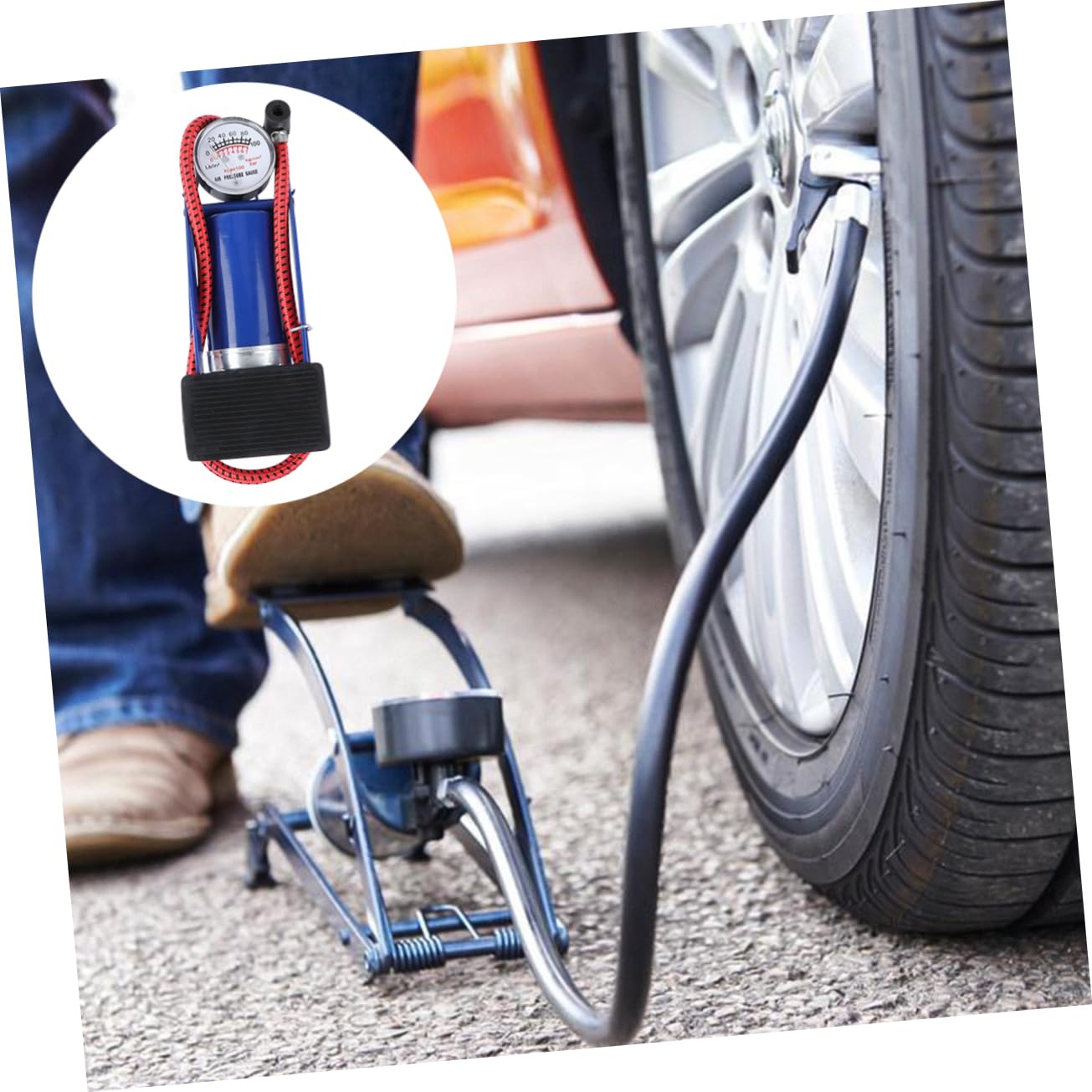 BESPORTBLE High-Pressure Floor Pump Tire Air Pump for Car Bike Motorcycles Boats Inflatable Beds Multi-Functional Valves Portable