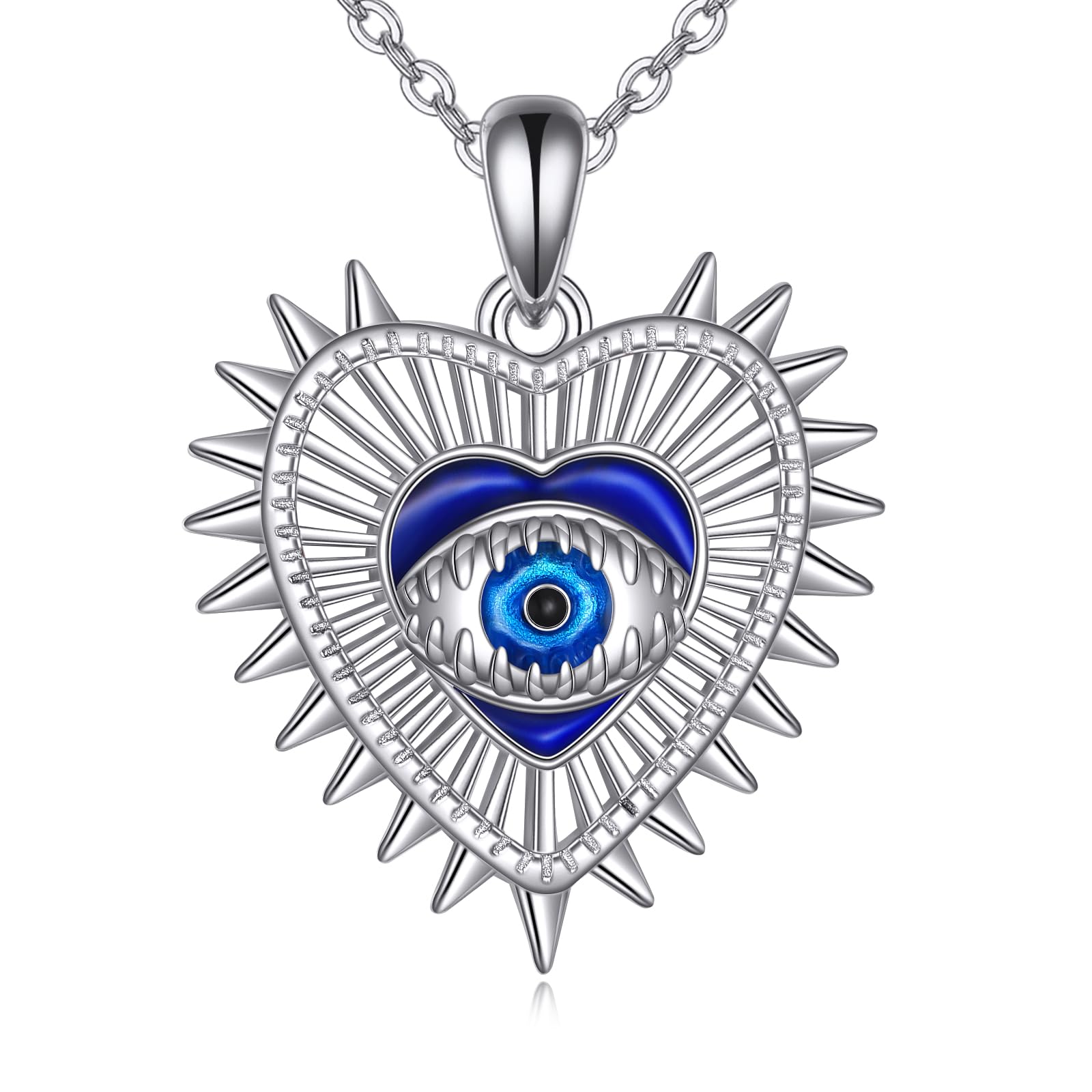 YFN Collar de plata de ley con colgante de ojo turco azul, joyería contra el mal de ojo, joyería para mujer, amuleto de mal de ojo, regalo Y2k para ella, Normal, Plata esterlina, No es una piedra