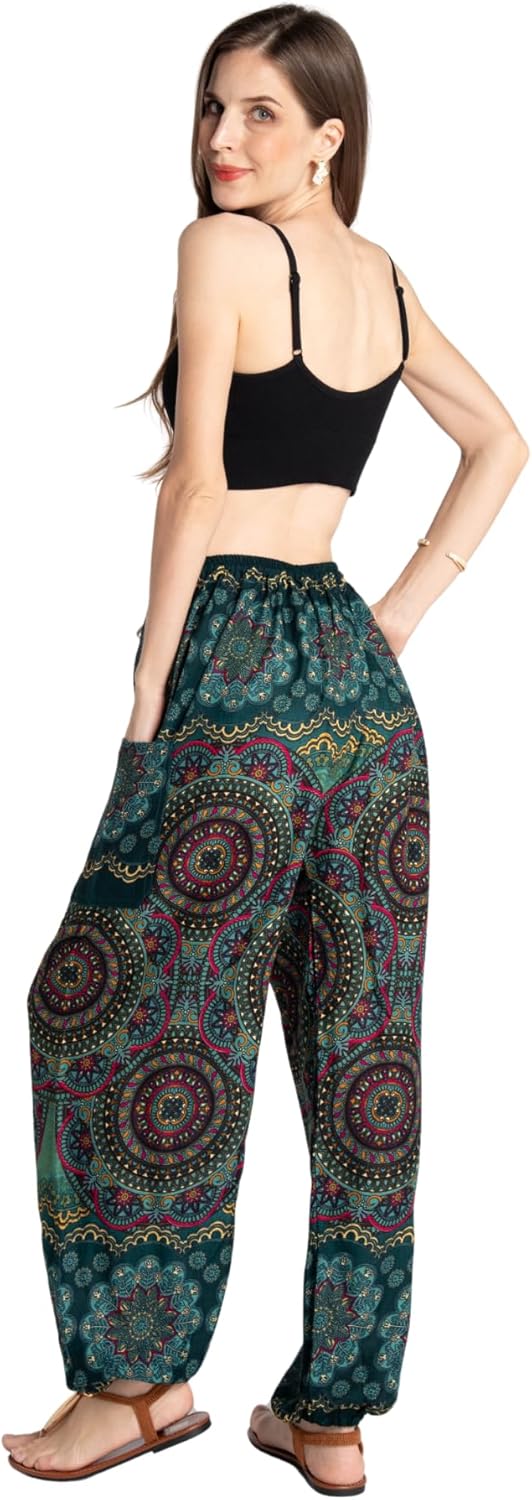 Tranquil Threads Women's Harem Pants with Pockets and Drawstring, Hippie Boho Yoga Clothes - Image 3